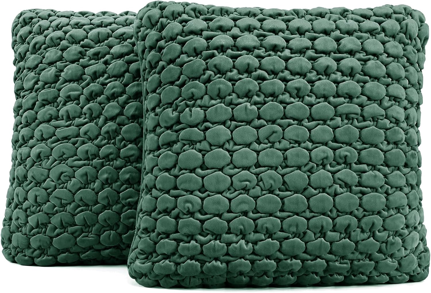 Juego de 2 fundas de almohada navideñas de 18 x 18 pulgadas, fundas de cojín cuadradas de terciopelo con textura de burbujas para sofá, cama,