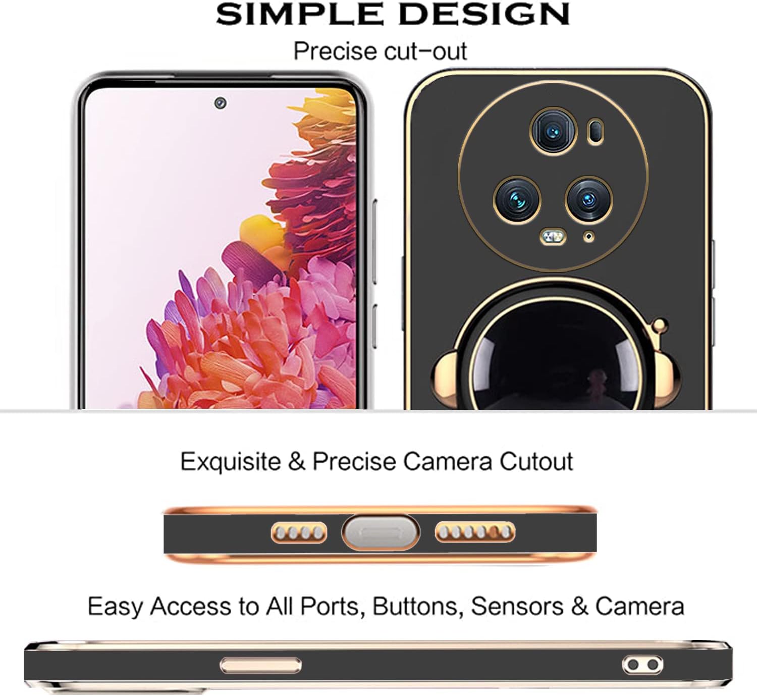 Compatible con Honor Magic 5 Pro Funda con chapado creativo de astronauta de dibujos animados rosa, funda para teléfono Honor Magic 5 Pro, funda de