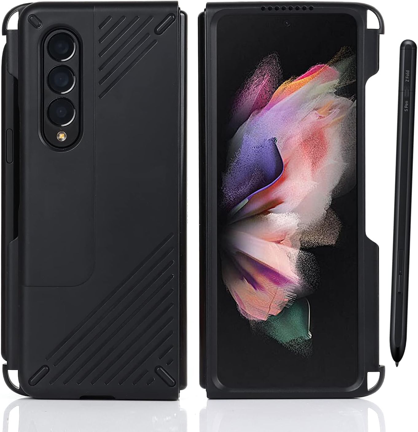 Cavor Funda diseñada para Samsung Galaxy Z Fold 3 con soporte para bolígrafo S, protección de cuerpo completo, antiarañazos, anticaídas, resistente