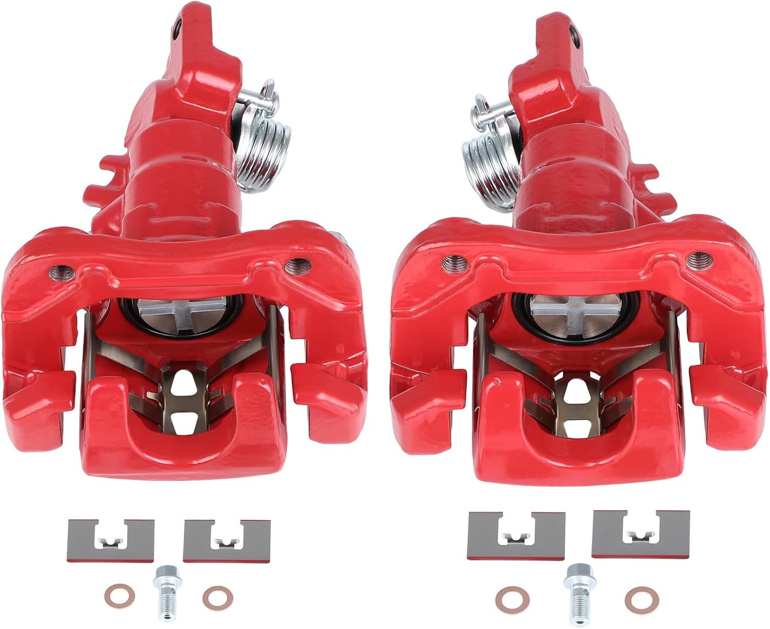 SCITOO Pinzas de freno traseras izquierdas+derecha con soporte 19-B2068 19-B2069 rojo compatible para Acura TSX 2004-2008 para Honda para Accord