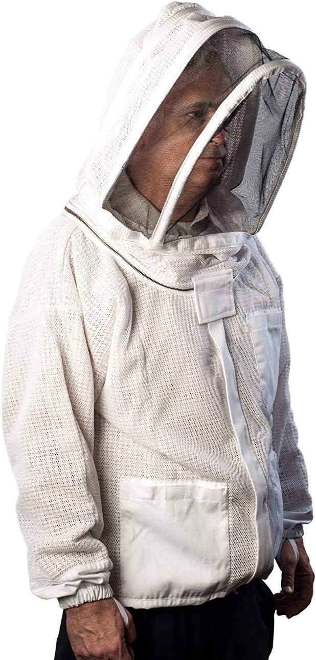 Chaqueta de apicultura forestal  Chaqueta ventilada con capucha de velo de esgrima, chaqueta de apicultura premium YKK con cremalleras de latón,