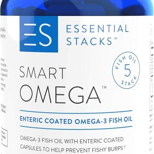 Essential Stacks Smart Omega 3 – Aceite de pescado sin eructos – 1400 mg EPA DHA por porción, recubrimiento entérico (60 cápsulas) Essential Stacks Smart Omega 3 – Aceite de pescado sin eructos – 1400 mg EPA DHA por porción, recubrimiento entérico (60 cápsulas)