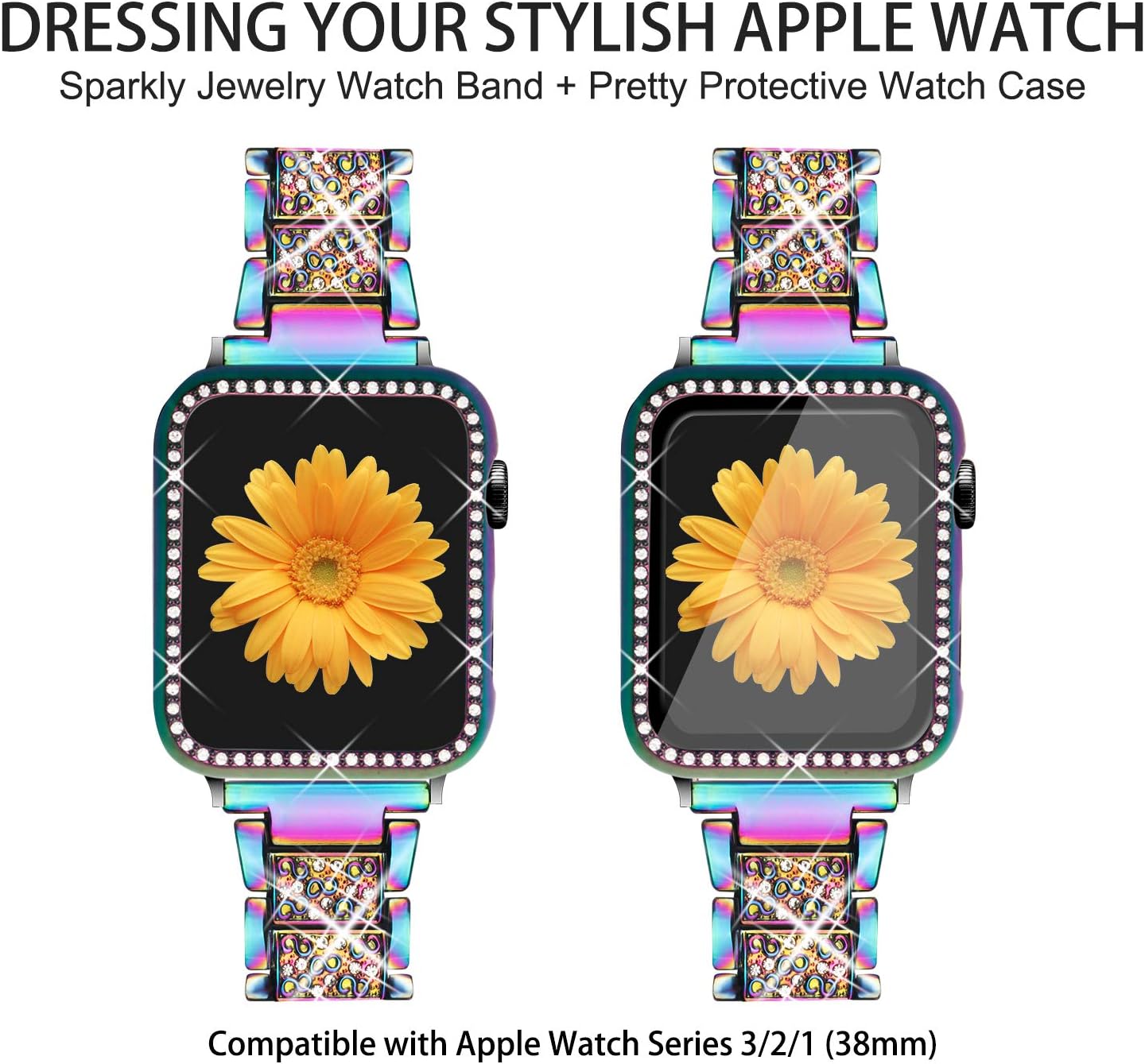 Mesime – Correa de repuesto para Apple Watch, de 1.49 pulgadas, 1.57 pulgadas, 1.65 pulgadas, 1.73 pulgadas, incluye protector de pantalla, correa