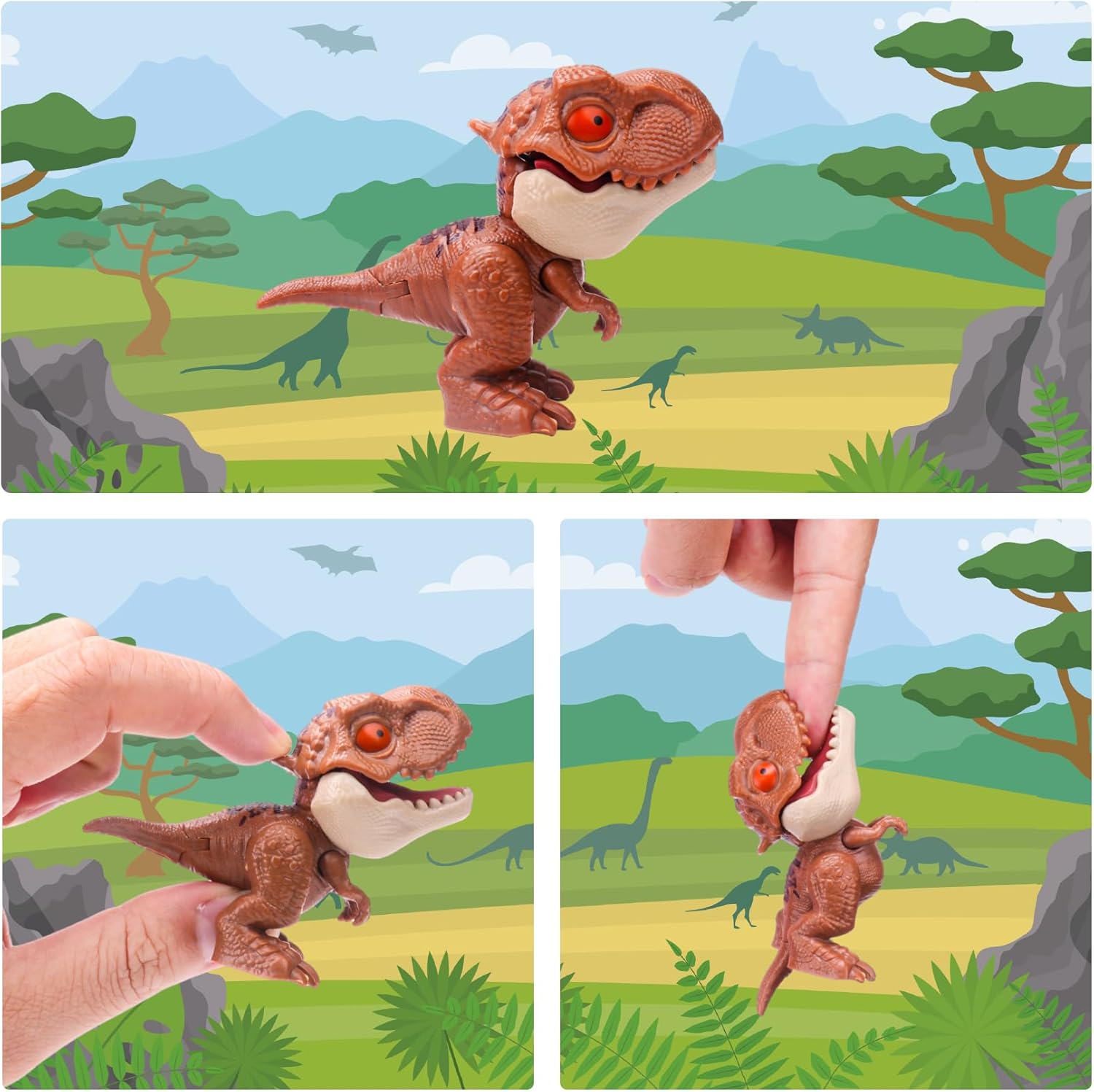 6 figuras de acción de dinosaurio con bocas móviles, figura de dinosaurio masticable, regalos de juguete para niños y niñas de 3, 4, 5, 6, 7, 8
