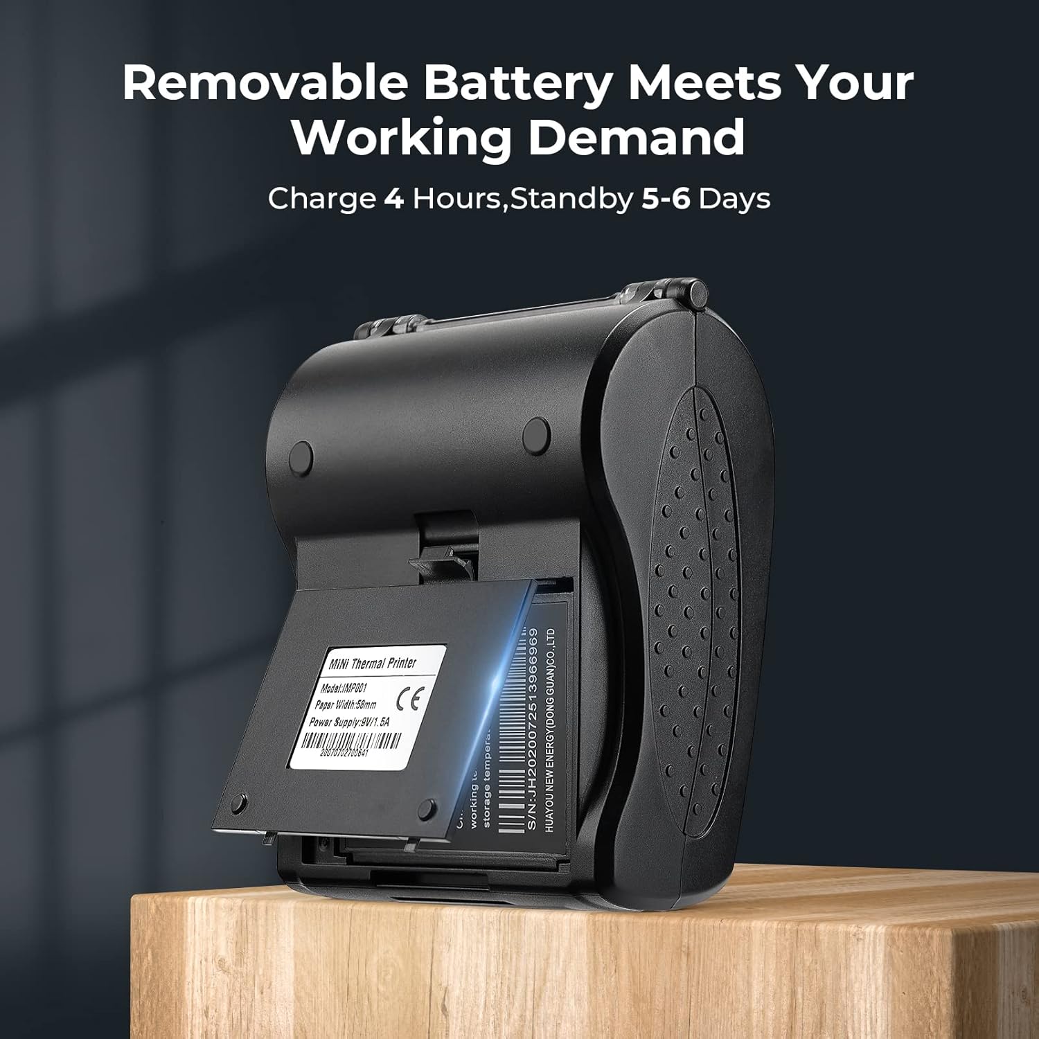 MUNBYN Mini impresora de recibos Bluetooth inalámbrica de 2.283 in y papel térmico de 2 14 x 50 pies (20 rollos), papel de recibo de 2.283 in sin BPA