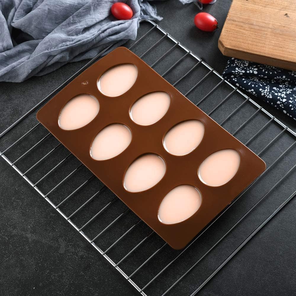 Molde de silicona para huevos de Pascua, moldes de chocolate de 8 cavidades, huevos de Pascua, moldes de silicona para mantequilla de maní,