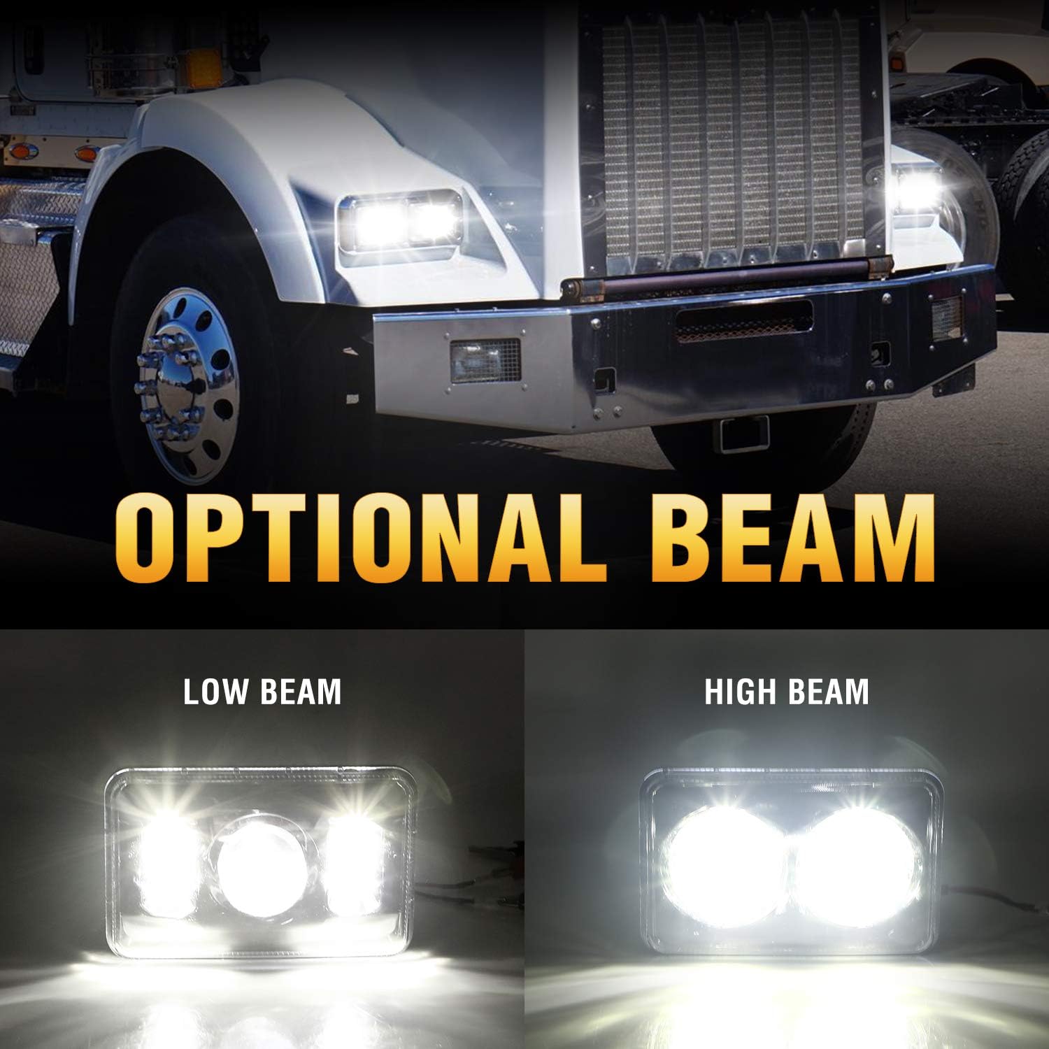 4 faros delanteros LED rectangulares aprobados por DOT de 60 W, 4 x 6 pulgadas, H4651, H4652, H4656, H4666, H6545, compatibles con camiones