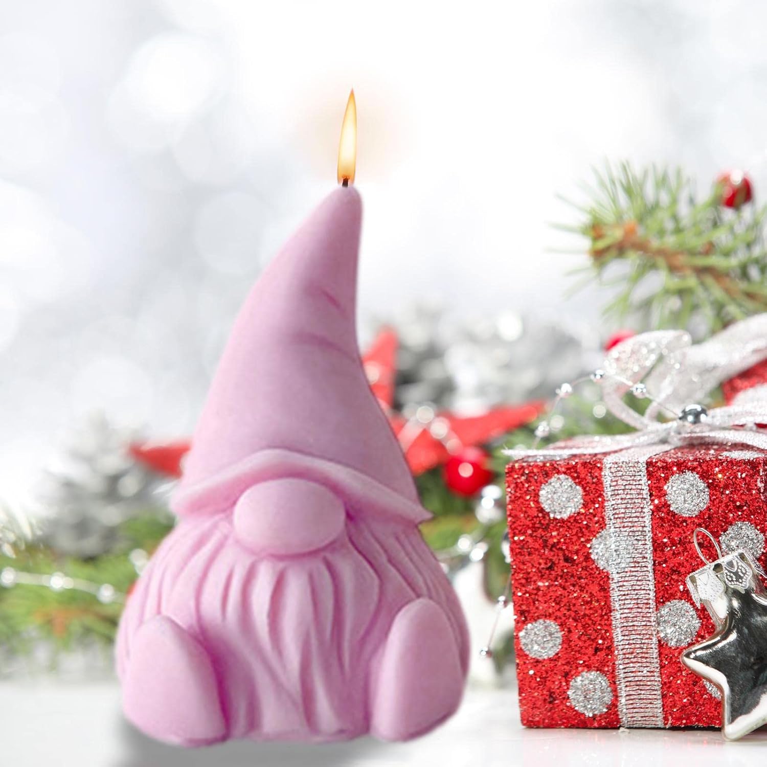 Molde de vela de silicona 3D, lindo molde de fundición de escultura de gnomo de Papá Noel de Navidad, molde de resina hecho a mano, molde de cera