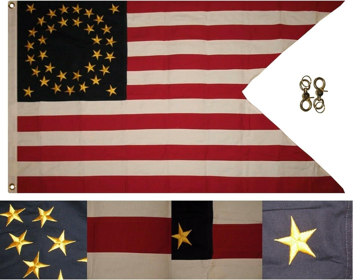 Premium 3×5 Embroidered Sewn Guidon Cavalry 100% Cotton Flag 3’x5′ 2 Clips