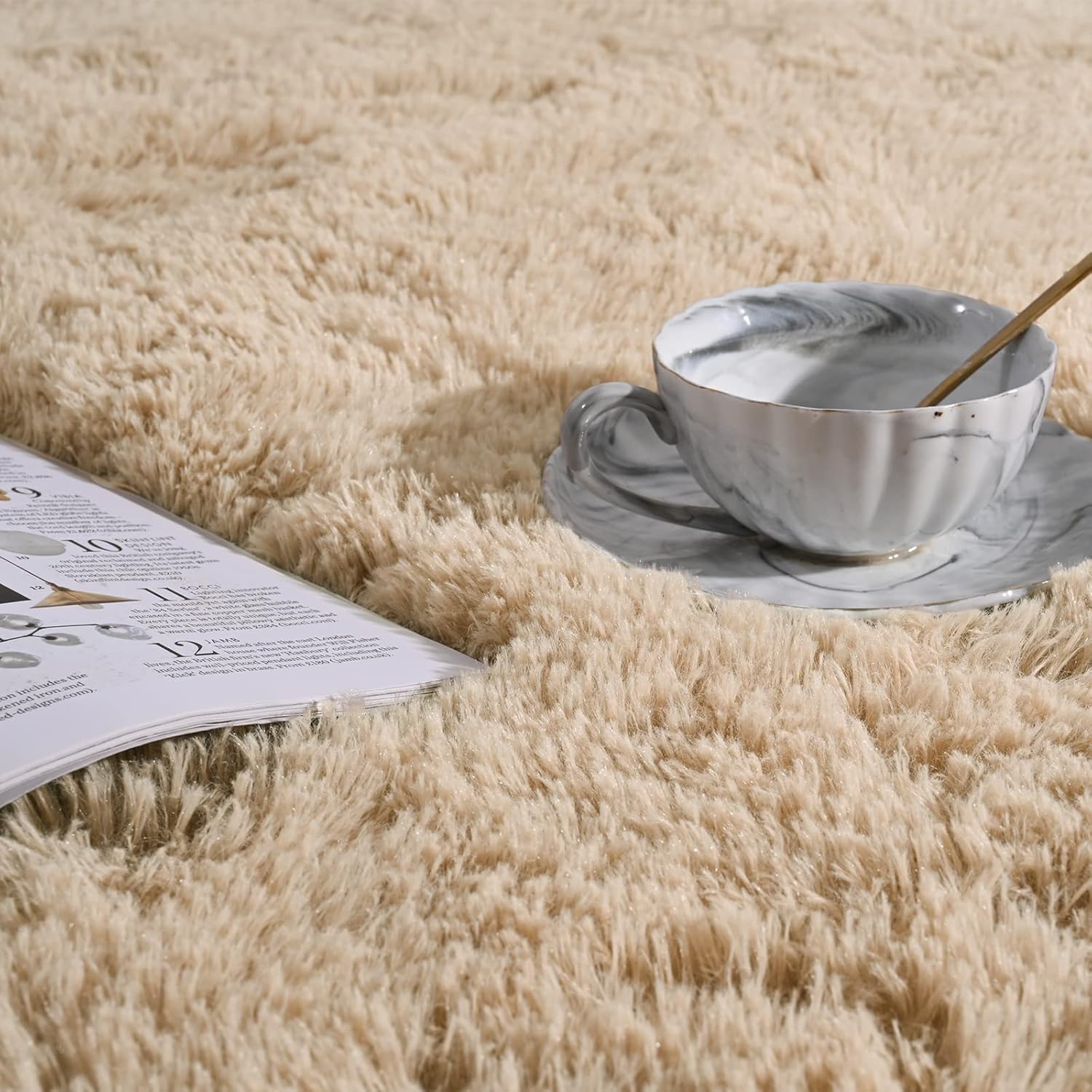 Softlife Alfombra para sala de estar, 5.3 x 7.6 pies, alfombra de área para dormitorio, alfombras peludas súper suaves para habitación de los niños,