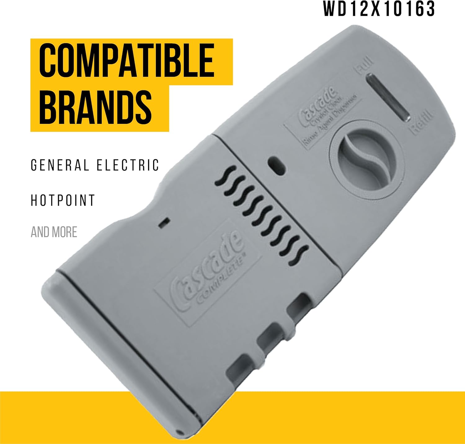 WD12X10163 – Dispensador de tapa de enjuague de detergente compatible con lavavajillas Hotpoint GE. Reemplaza AP3767572 AH958966 EA958966 PS958966 –