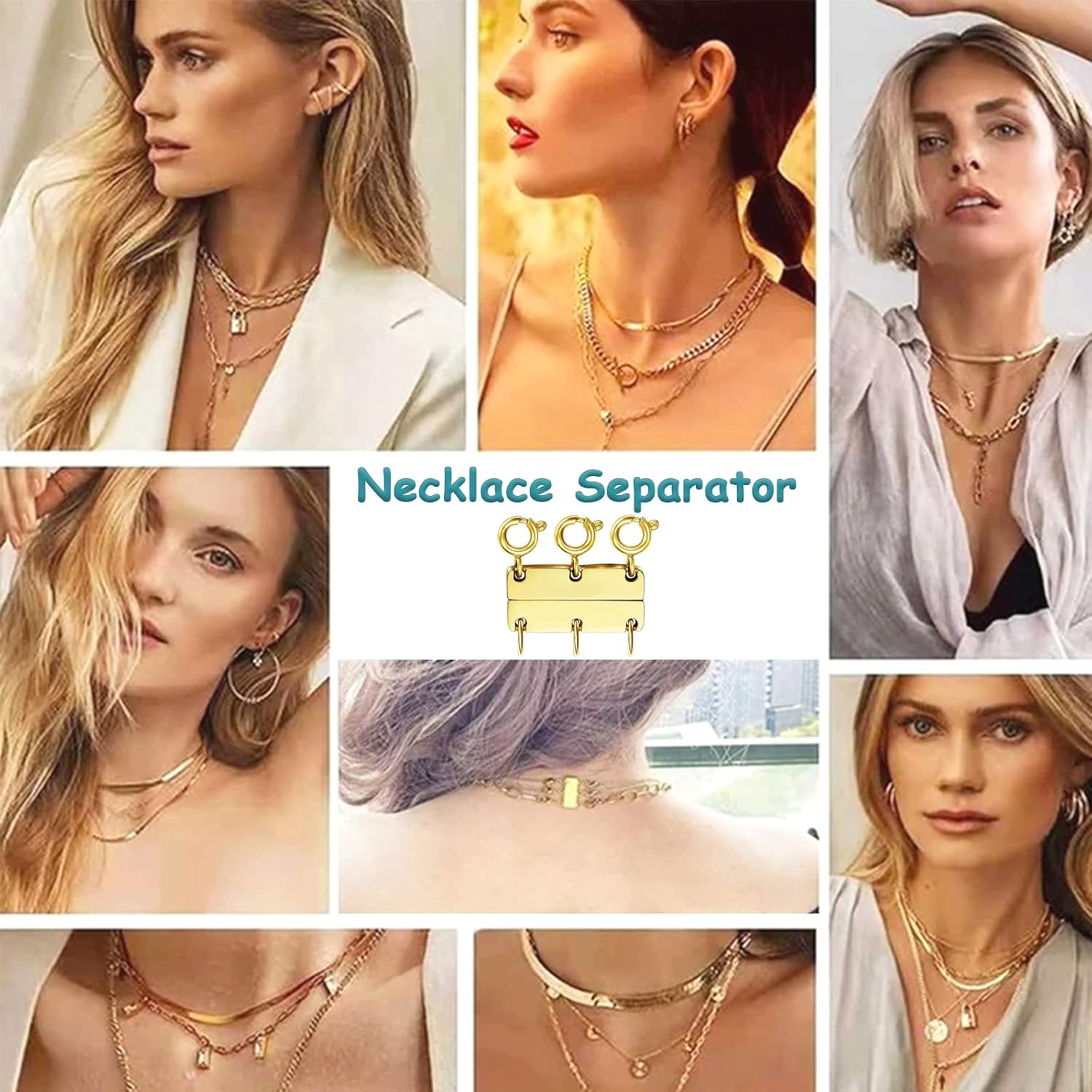 Múltiples separadores de cierre de collar, fuerte magnético para collar, apilador de cierre en capas, apilador de cierre en capas, conector de capas