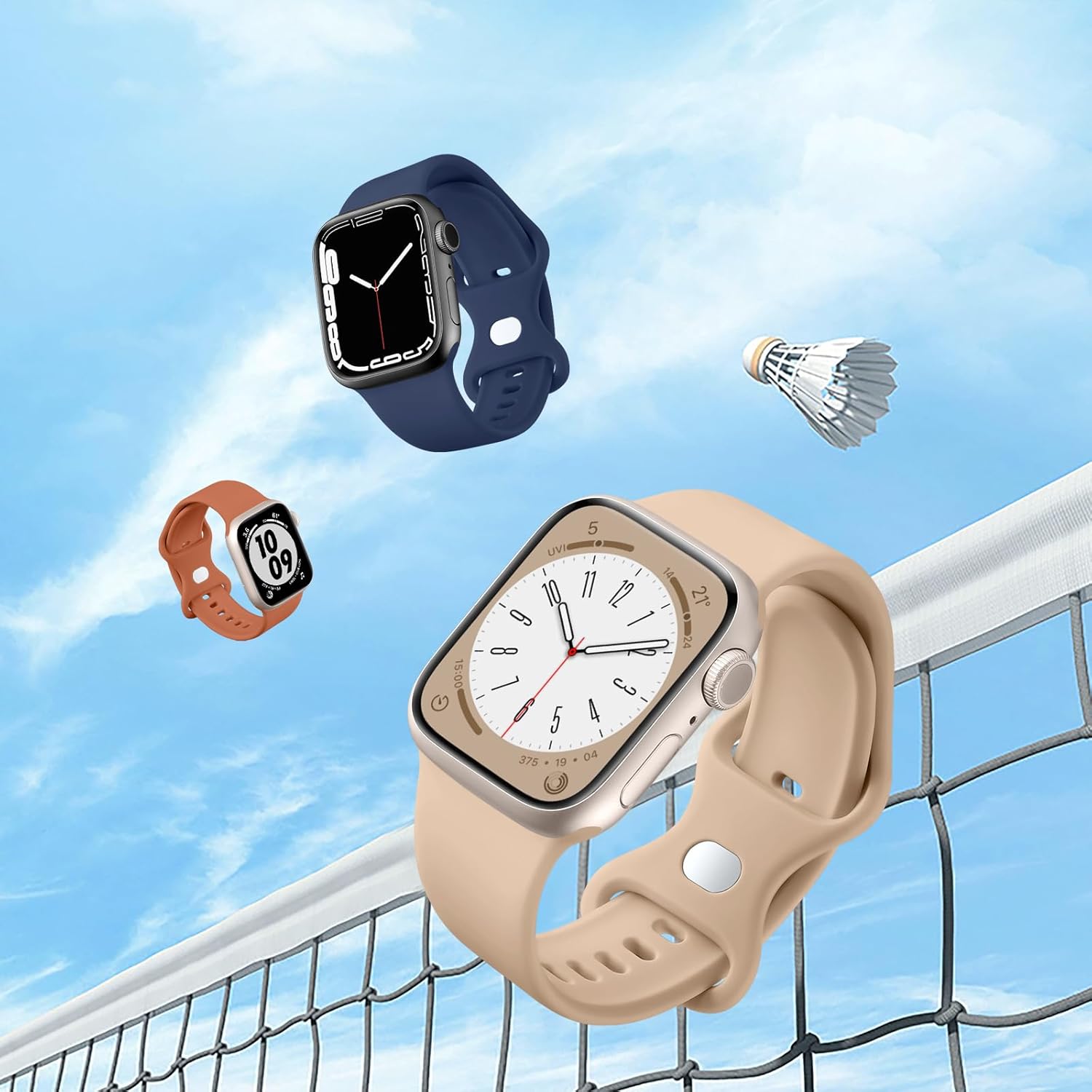 Maledan – Paquete de 6 correas compatibles con Apple Watch de 1.49, 1.57, 1.61, 1.65, 1.73 o 1.77 pulgadas, para mujeres u hombres, correa deportiva