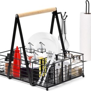 Organizador de parrilla con soporte para toallas de papel, organizador de barbacoa para acampar al aire libre, picnic, organizador de utensilios Organizador de parrilla con soporte para toallas de papel, organizador de barbacoa para acampar al aire libre, picnic, organizador de utensilios