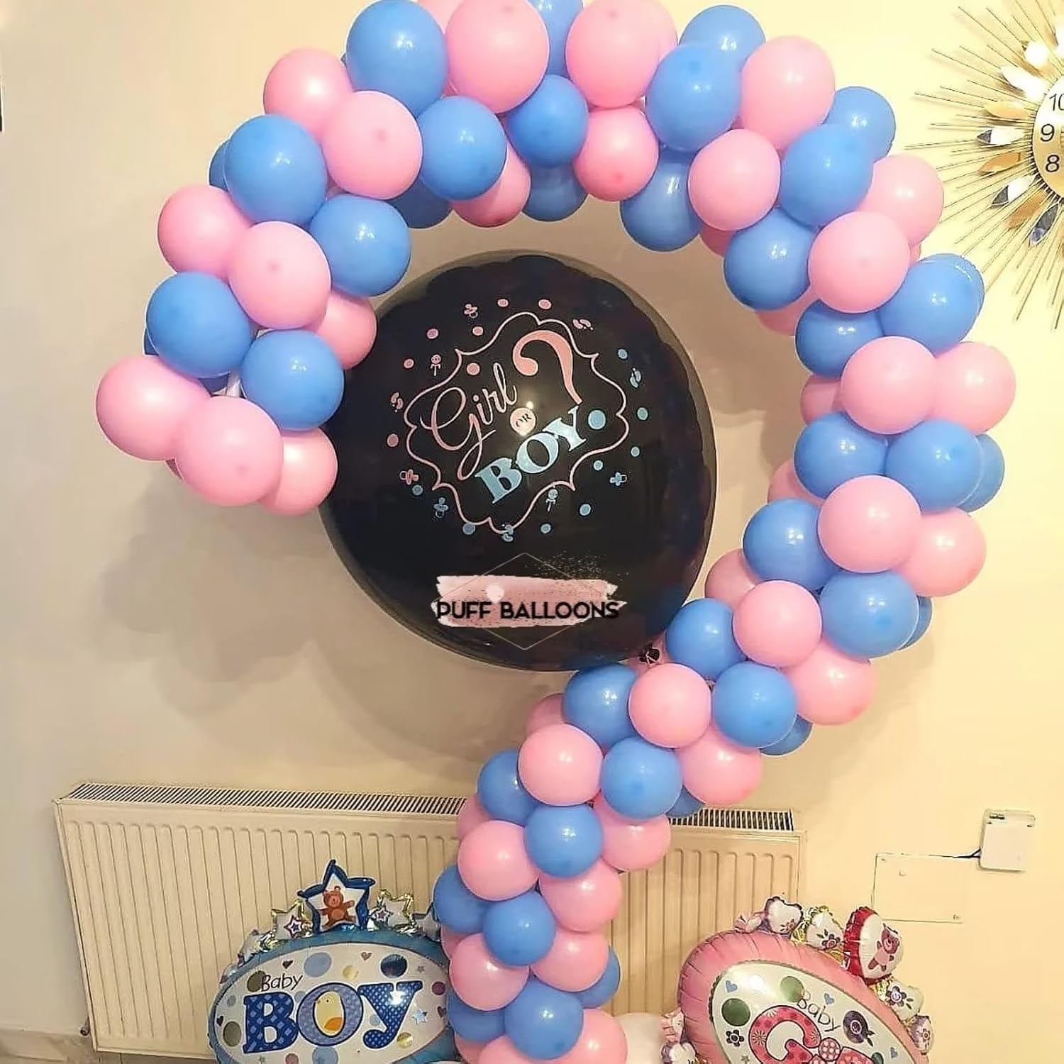 Kit de arco de globos rosa y azul, 100 piezas de guirnalda de globos azul claro y rosa macarrón para revelación de género, globos de diferentes