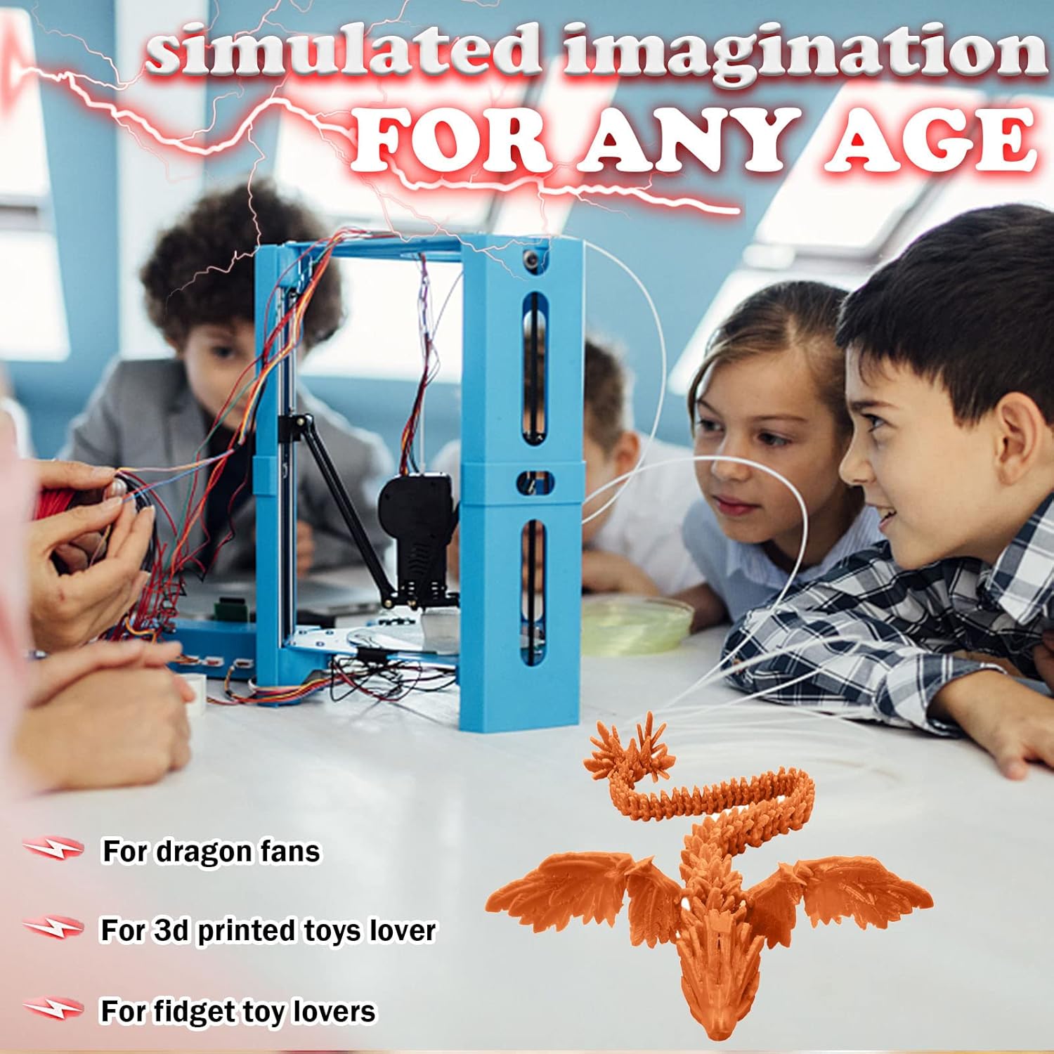 Juguetes de dragón impresos en 3D, figuras de acción de la madre del dragón antiguo con alas voladoras flexibles, figuras de dragón para alivio de