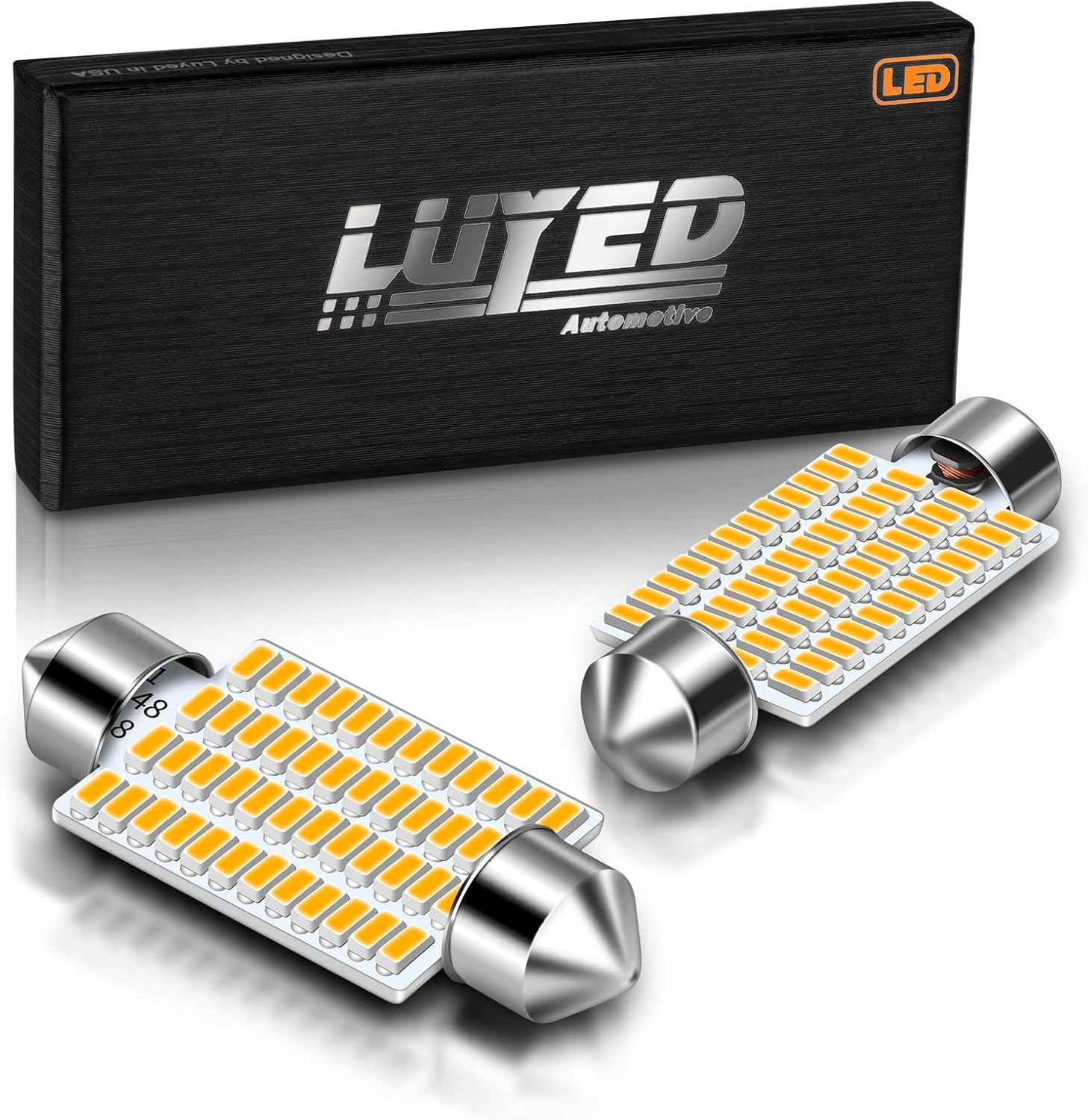 LUYED 300% Super Bright 3014 48-EX Chipsets 569 578 211-2 212-2 Bombillas LED utilizadas para luz de domo, blanco cálido (paquete de 2)