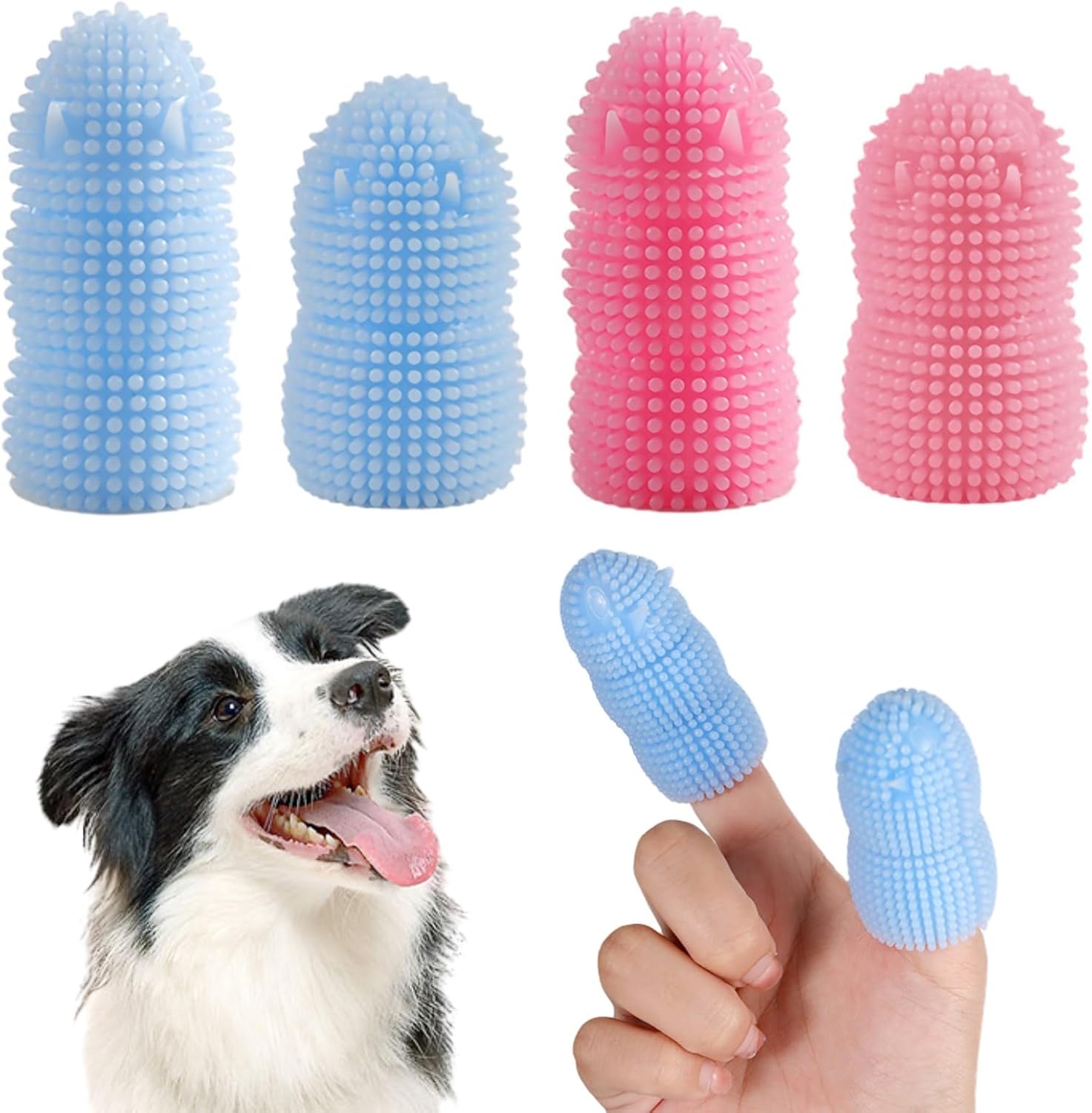 Cepillo de dientes redondo 360 para perros, cerdas suaves de silicona para limpieza de dientes, kit de cepillado de dientes de perro para razas