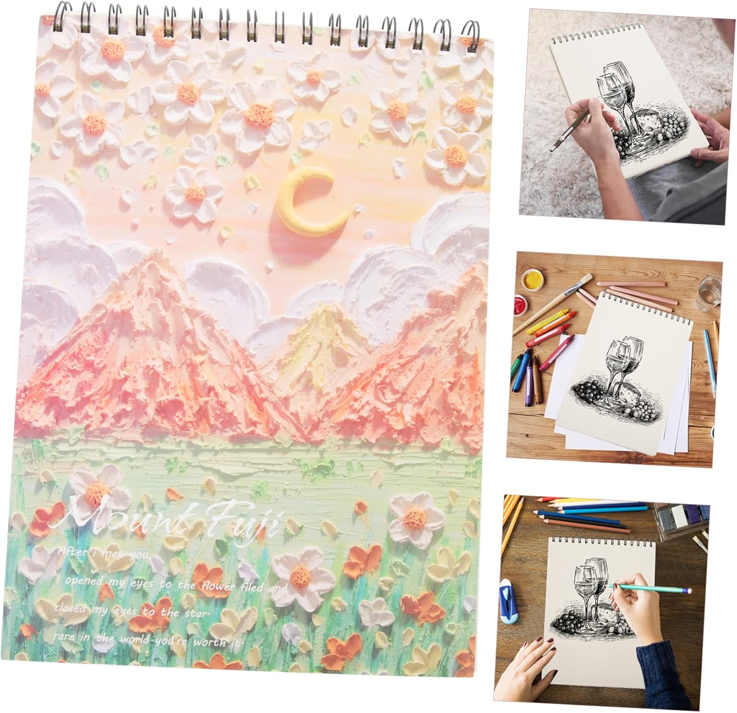 VILLCASE Cuaderno de bocetos para estudiantes, pequeño cuaderno de bocetos, bloc de bocetos para lápiz, cuaderno de escritura de viaje, cuaderno de