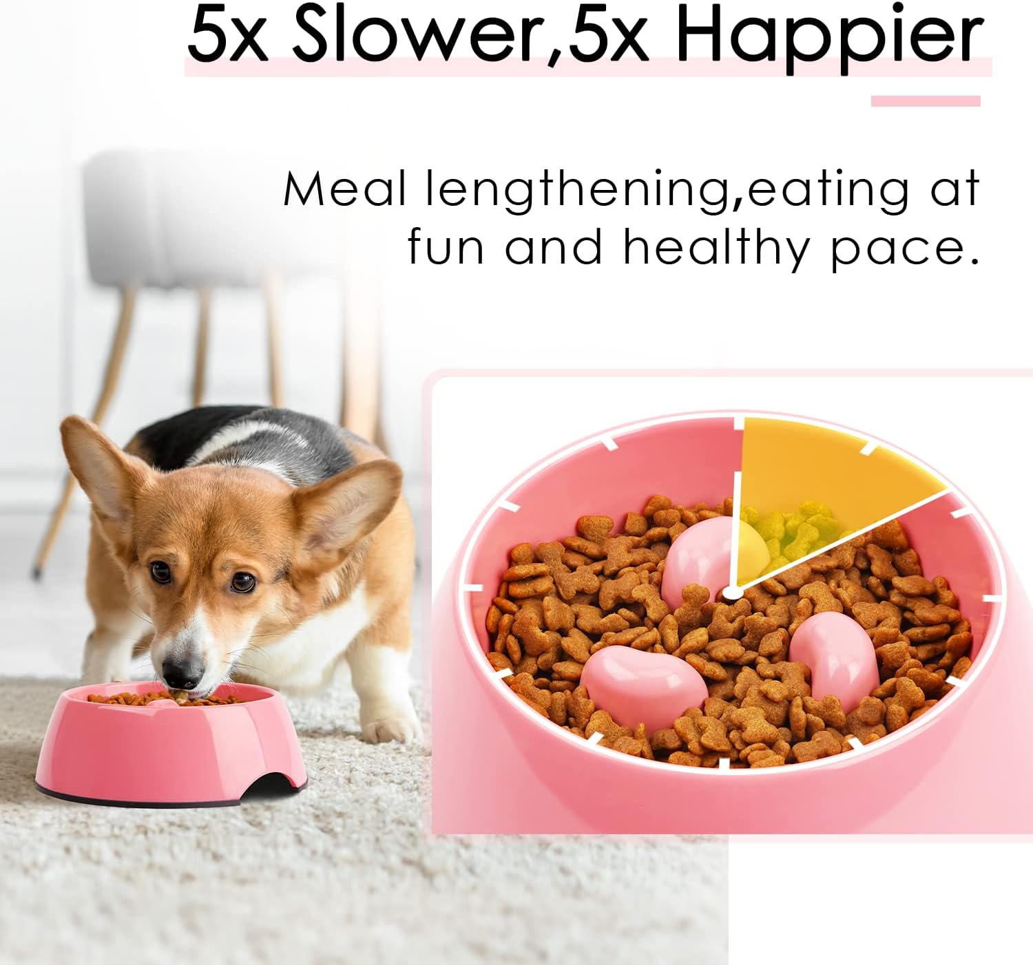 SUPERDESIGN – Tazón de alimentación lenta para perros y gatos, 1.5 tazas, tazón de alimentación lenta para perros y gatos, cuenco para perros de