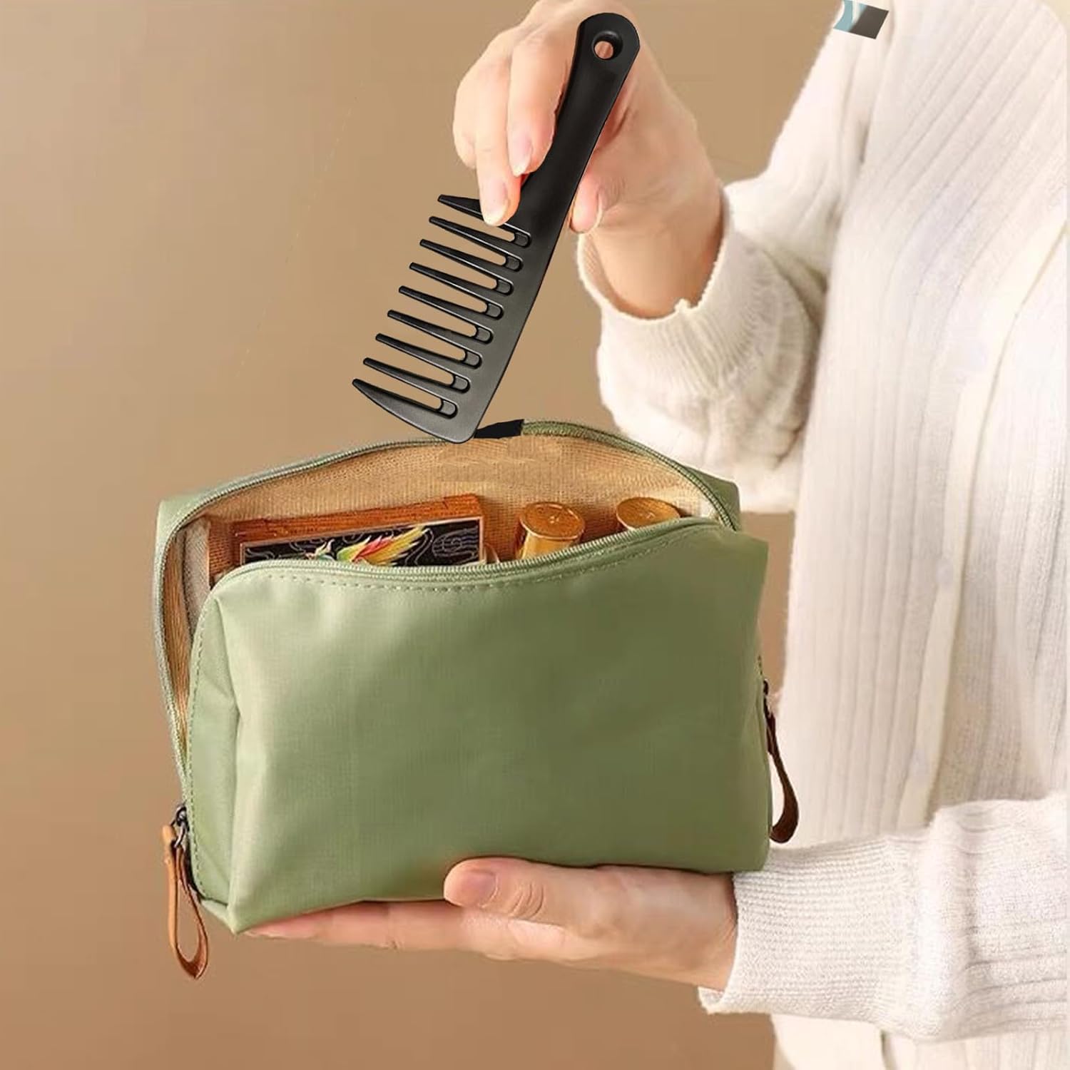 Mini peine de dientes anchos, peine desenredante para rizos, cuidado portátil, peine de mano, peine de ducha, peines de viaje para hombres y