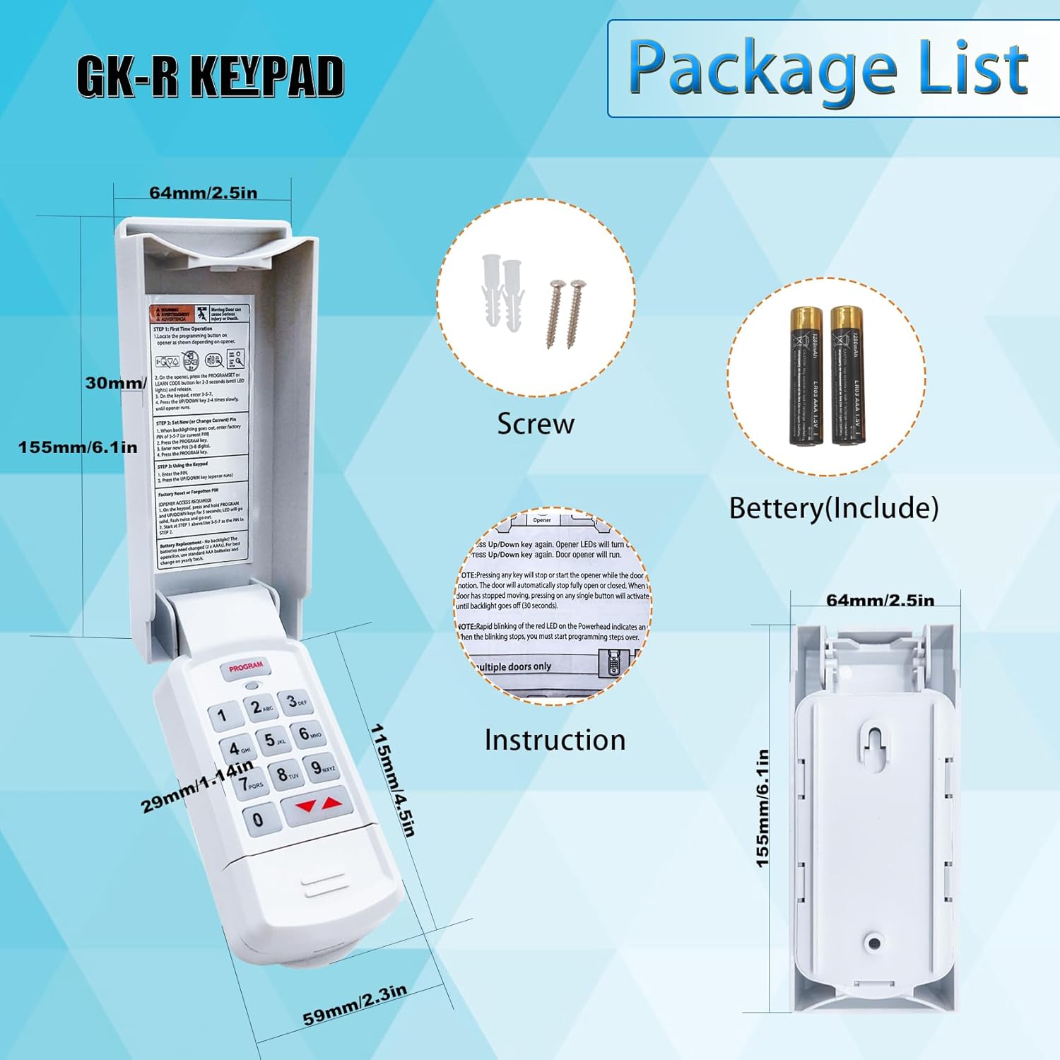 GK-R – Teclado para abridor de puerta de garaje Genie, compatible con todos los abridores de puertas de garaje Geniearriba, reemplaza 37332R GK-BX,