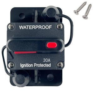 Disyuntor de 30 amperios de 12 V a 48 V CC con botón de interruptor de reinicio manual para motor de arrastre de barcos, vehículos de remolque ATV Disyuntor de 30 amperios de 12 V a 48 V CC con botón de interruptor de reinicio manual para motor de arrastre de barcos, vehículos de remolque ATV
