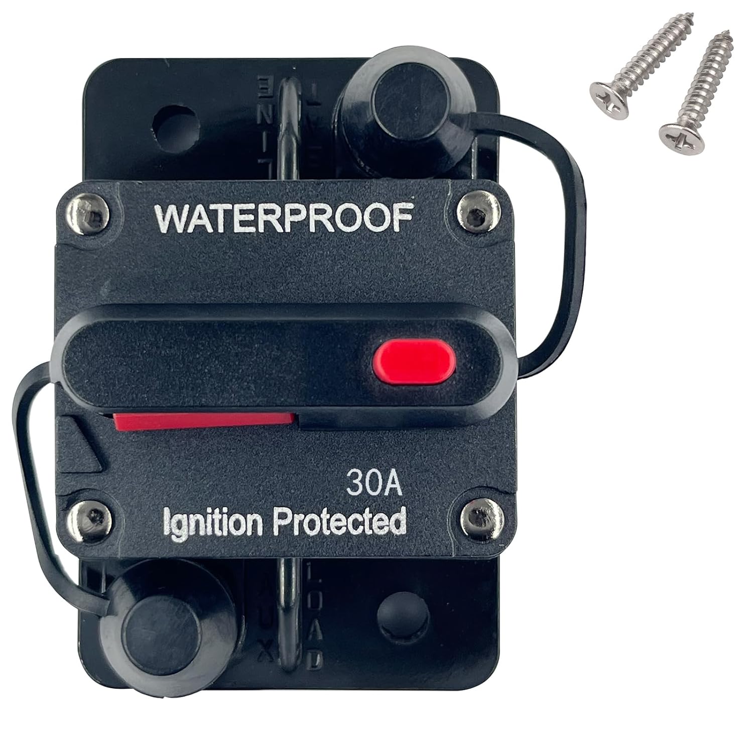 Disyuntor de 30 amperios de 12 V a 48 V CC con botón de interruptor de reinicio manual para motor de arrastre de barcos, vehículos de remolque ATV