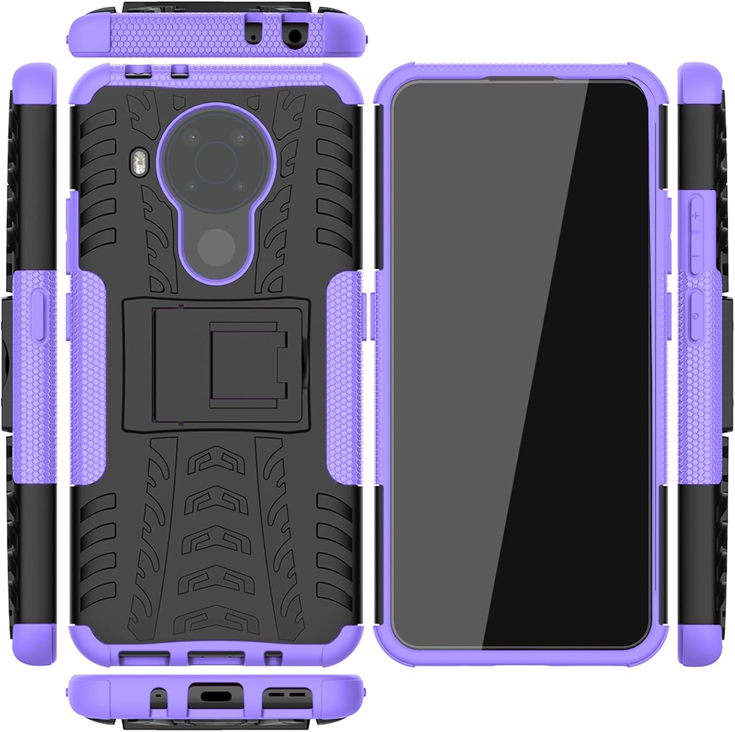 Asuwish Funda de teléfono para Nokia 5.4 TA1333 con protector de pantalla de vidrio templado y soporte delgado, híbrida, resistente, funda