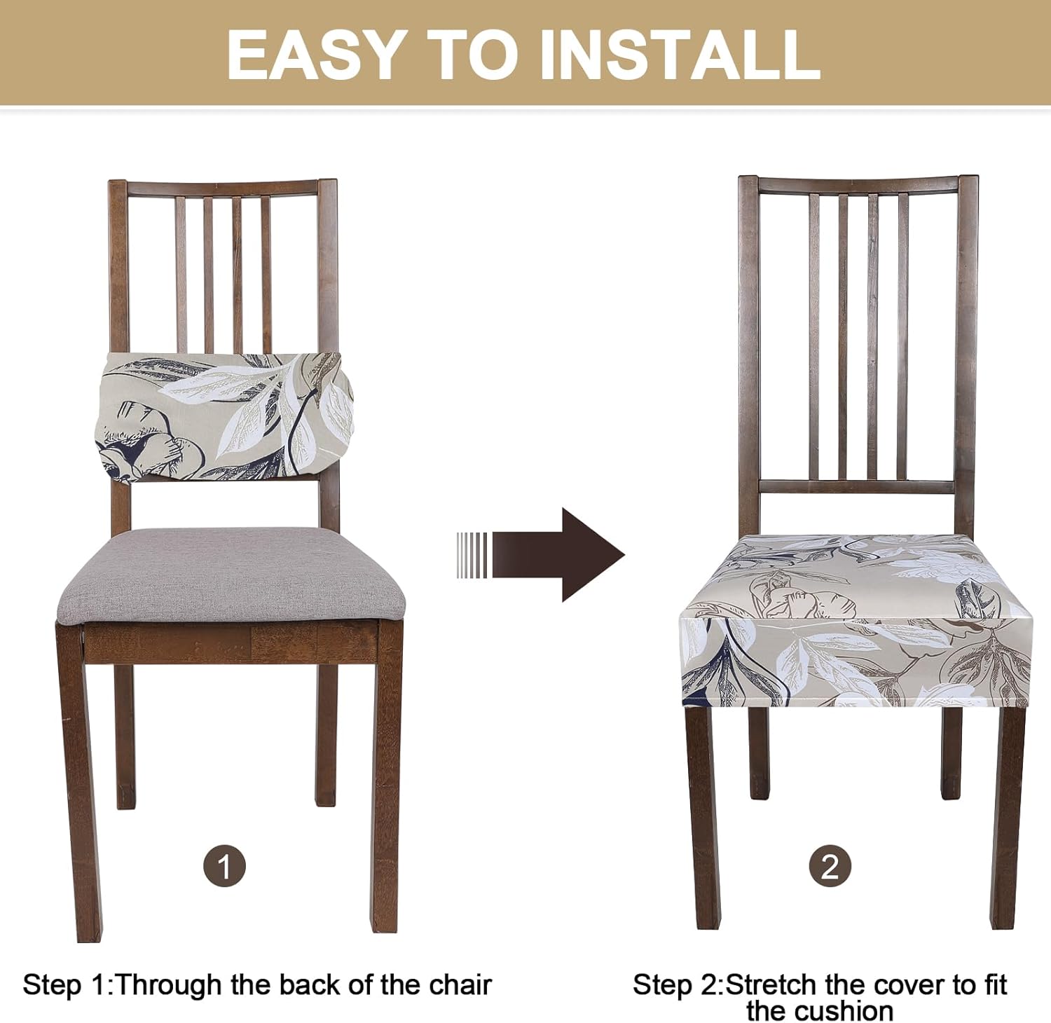 NIBESSER Juego de 4 fundas de asiento para sillas de comedor, elásticas, suaves, extraíbles y lavables, para comedor, fundas de cojín de asiento