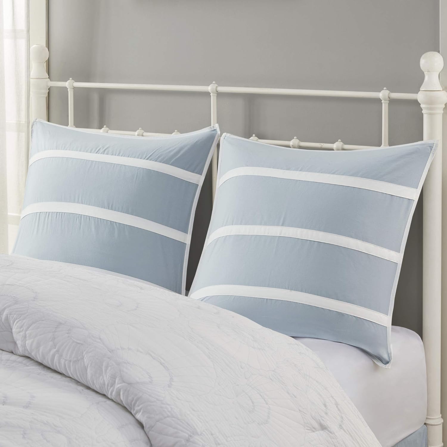 Harbor House Funda acolchada unisex Crystal Beach – Almohada azul euro de 26 x 26 pulgadas