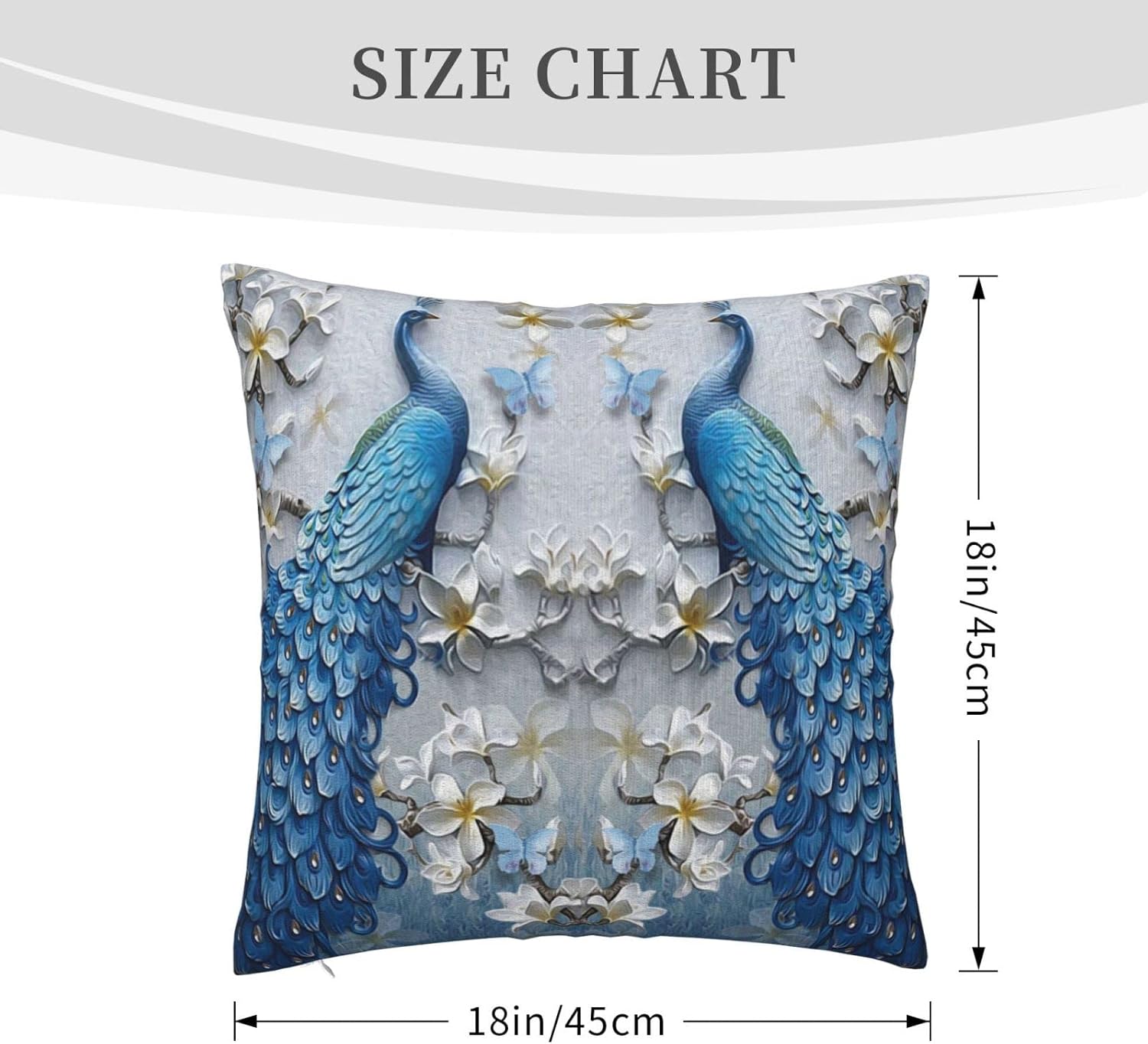Fundas de almohada cuadradas, hermosas y elegantes fundas de almohada decorativas para el hogar, dormitorio, sofá, flores, mariposas, diseño de arte