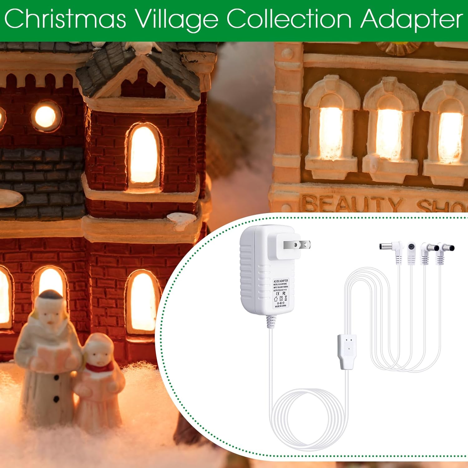 Umigy 2 adaptadores de corriente de 4.5 V compatibles con accesorios iluminados Lemax, adaptador de corriente de CA y CC para Navidad, Halloween,