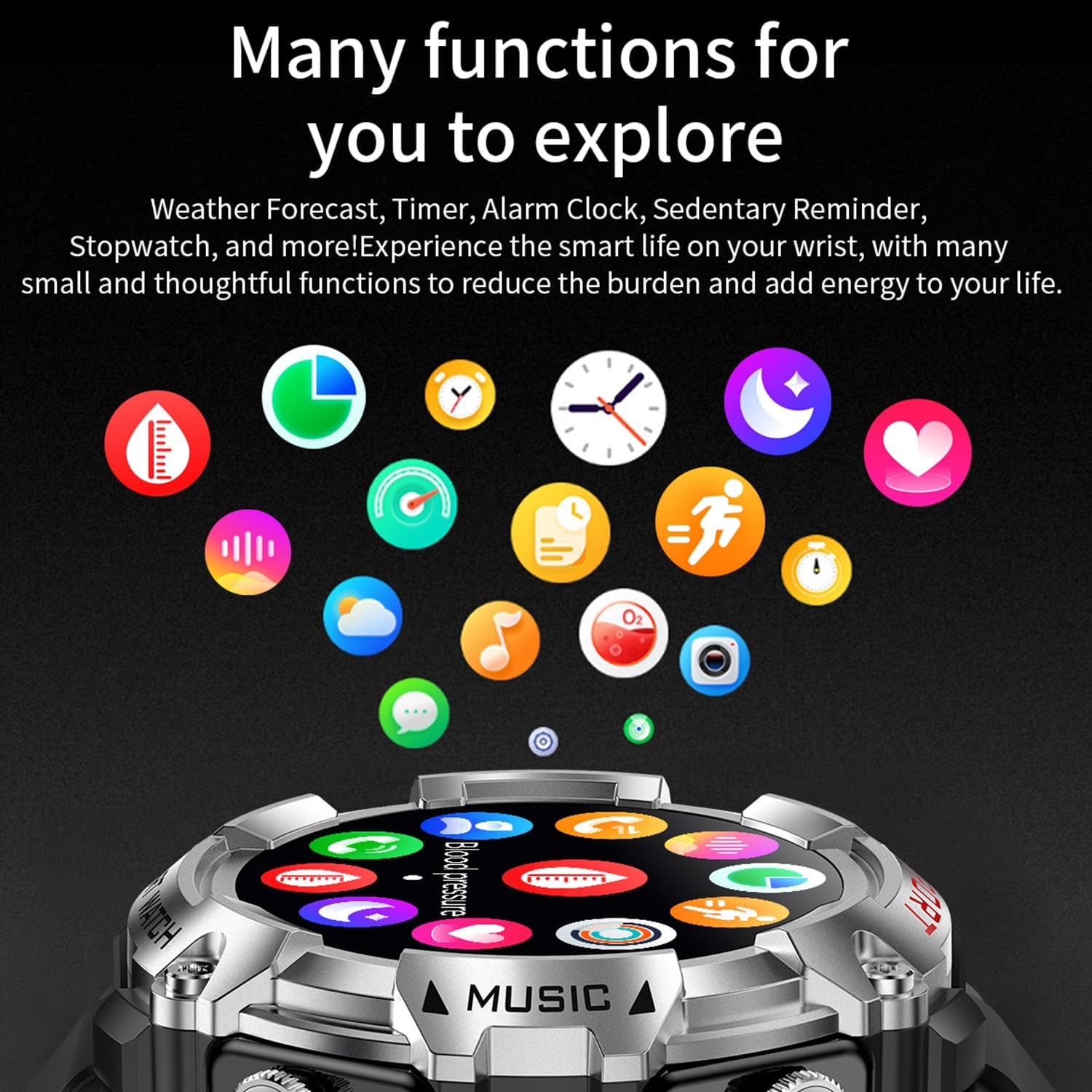 YPSDOOWKJ Reloj inteligente con auriculares, pantalla redonda táctil completa de 1.52 pulgadas, rastreador de fitness, auriculares dentro del reloj