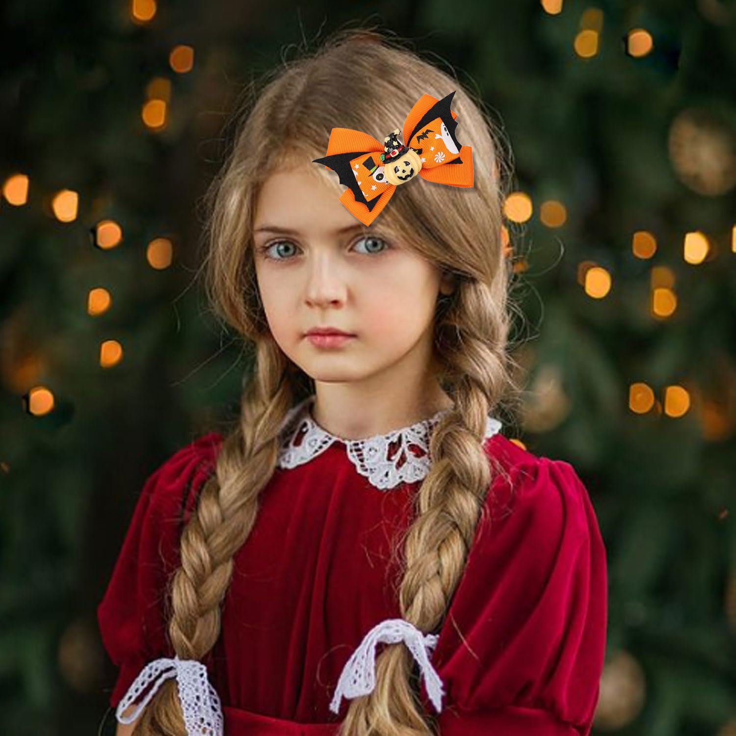 Lazos para el pelo de calabaza de Halloween para niñas, lindos clips de lazo de araña fantasma para decoración de peinado, pasador de pelo de