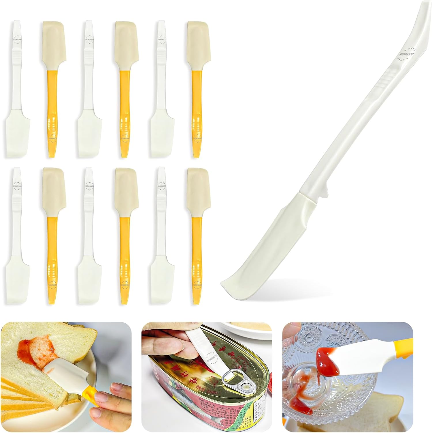 12 espátulas de silicona para esparcir mermeladas, raspador aplicador de mantequilla de maní, práctica espátula esparcidora de miel, espátula