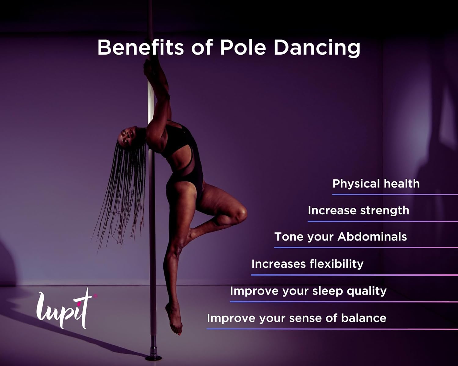 LUPIT POLE Extensión de poste bailarín Classic Chrome G2 de 1.772 pulgadas (19.685 in)  Accesorio extensor de poste definitivo para poste para