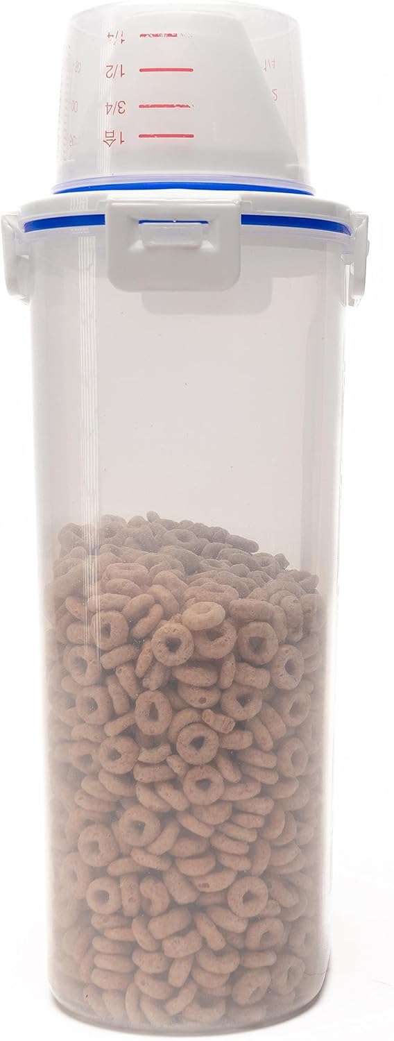 Recipiente de almacenamiento de alimentos, sellado hermético y recipiente de plástico transparente de grado alimenticio, sin BPA, taza medidora,