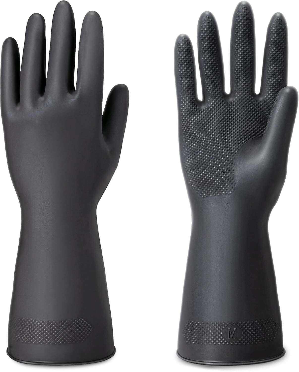 ThxToms Guantes de látex duraderos resistentes a productos químicos, guantes de goma de limpieza para proteger tus manos y tu salud, color negro, 1