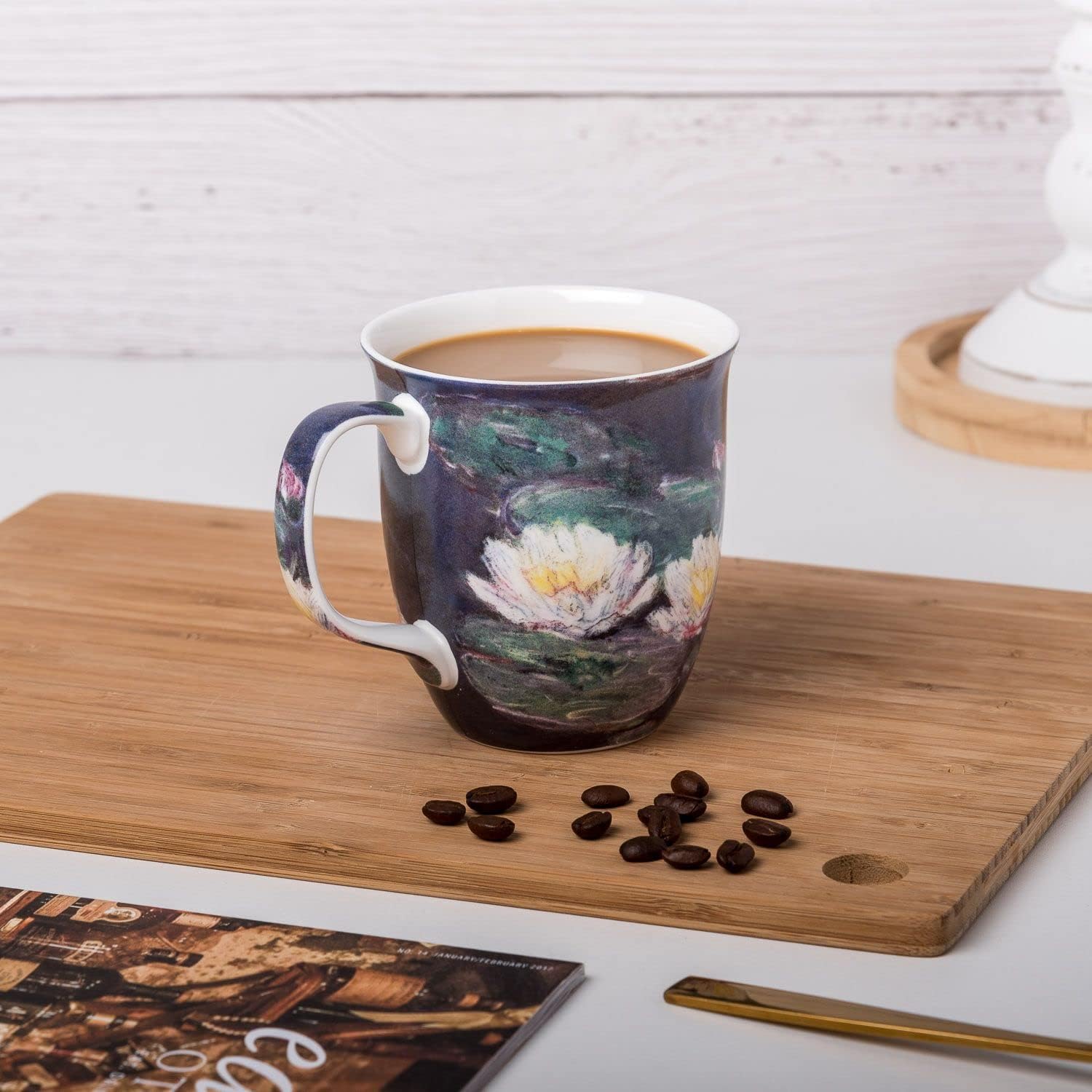 McIntosh Old Masters Claude Monet Water Lilies – Taza de porcelana fina (12.5 onzas) en caja de regalo a juego