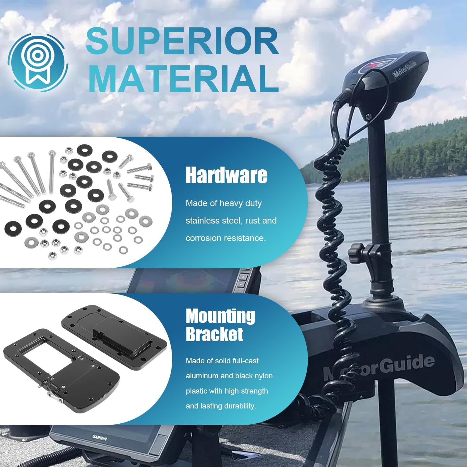 8M0092064 Serie Xi Kit de soporte de montaje de liberación rápida de aluminio para MotorGuide Xi3 Xi5 Trolling Motors (negro)