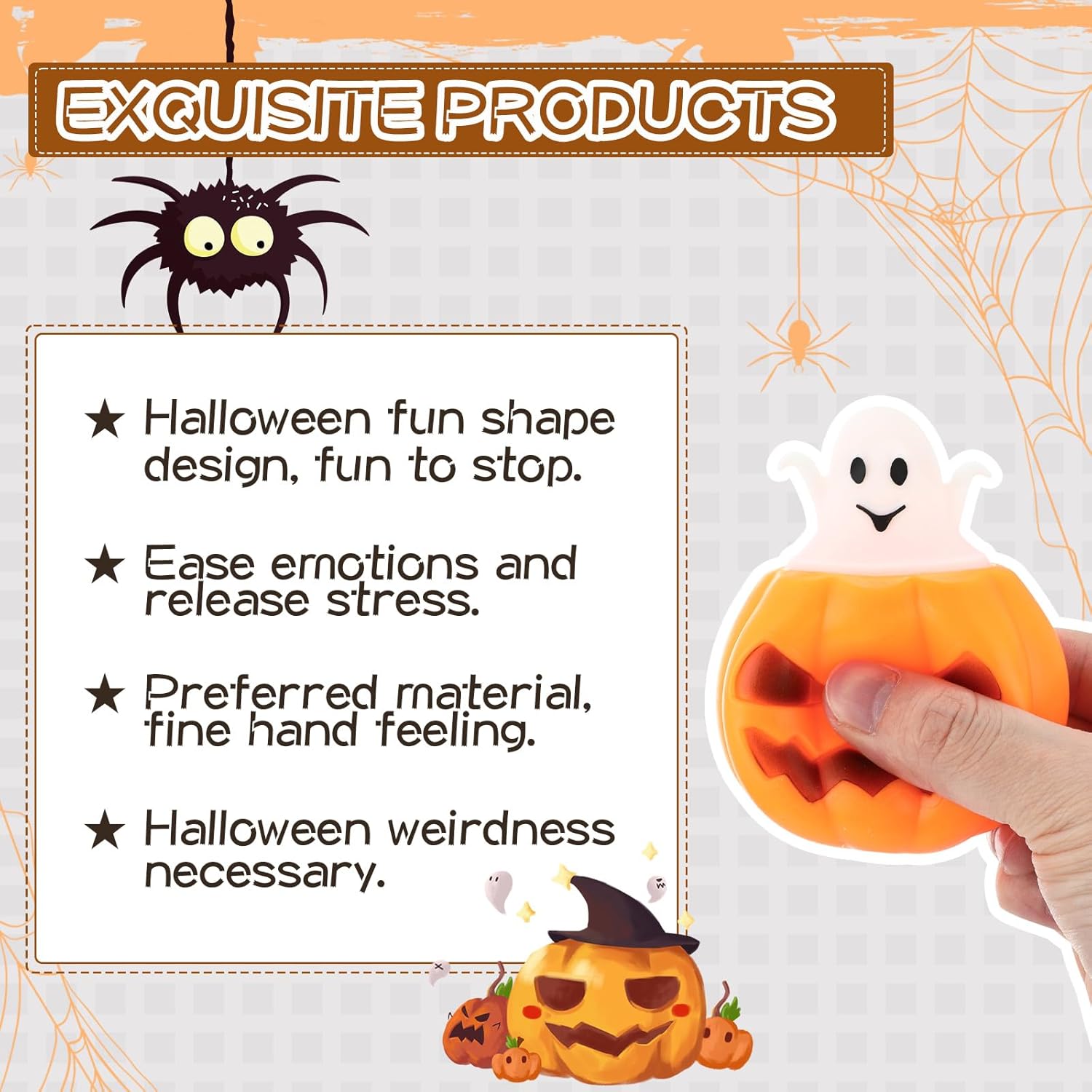 Jenaai 20 huevos de Pascua, bolas estrujables para apretar, cesta de Pascua, juguetes sensoriales para regalos de fiesta de Pascua (calabaza)