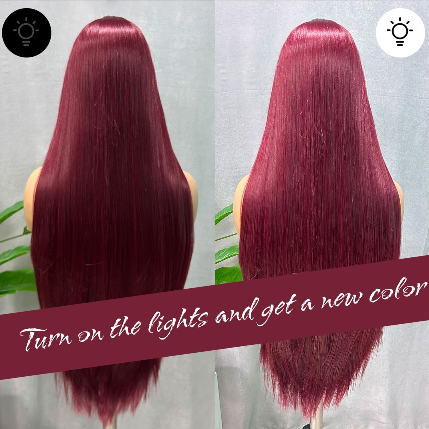 SOKU 99J – Pelucas de encaje frontal de color burdeos sintético prearrancado de 32 pulgadas de largo, pelucas de encaje frontal con cabello de bebé,