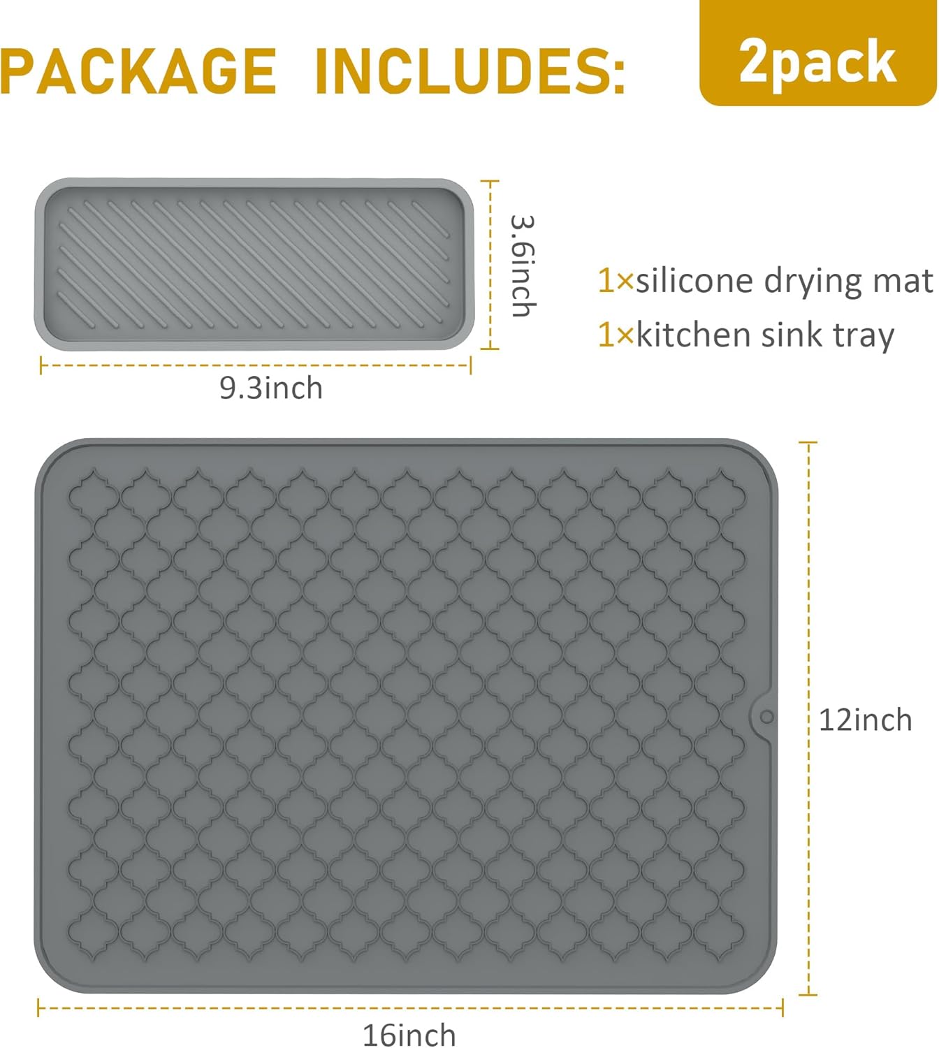 Tapete de secado de platos de silicona gruesa de alta pureza, resistente al calor, tapete de secado de cocina de silicona, tapete de secado de