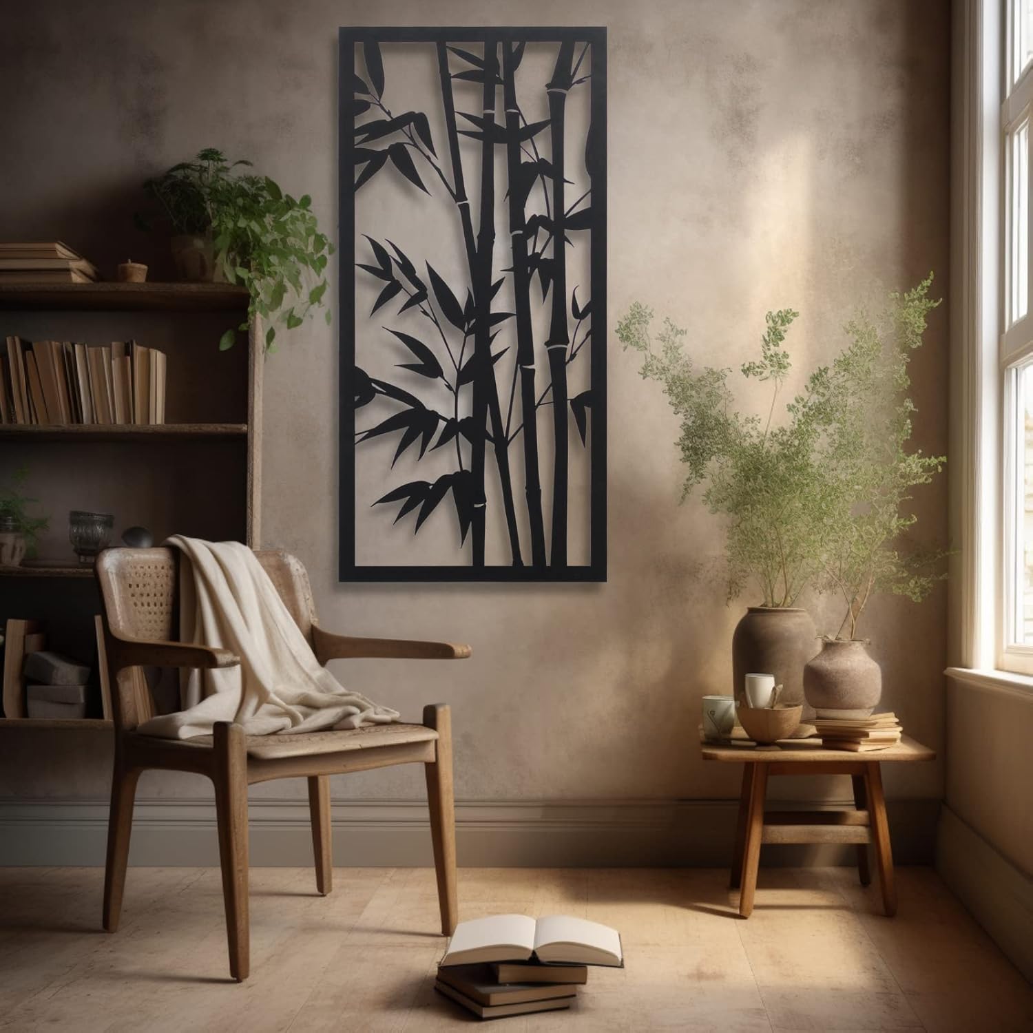 Arte de pared de metal, decoración de pared de metal con árboles de bambú, bosque de bambú, decoración moderna única para el hogar, decoración de