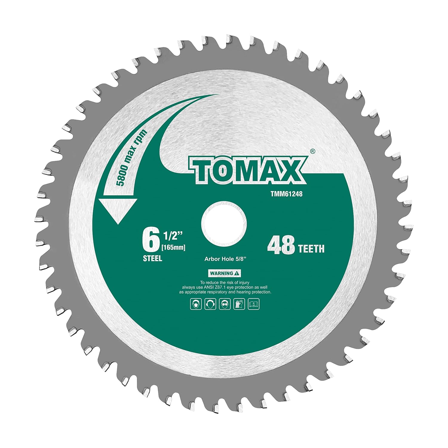 TOMAX Hoja de sierra de acero y metal ferroso de nivel industrial de 48 dientes de 6-12 pulgadas con eje de 58 pulgadas
