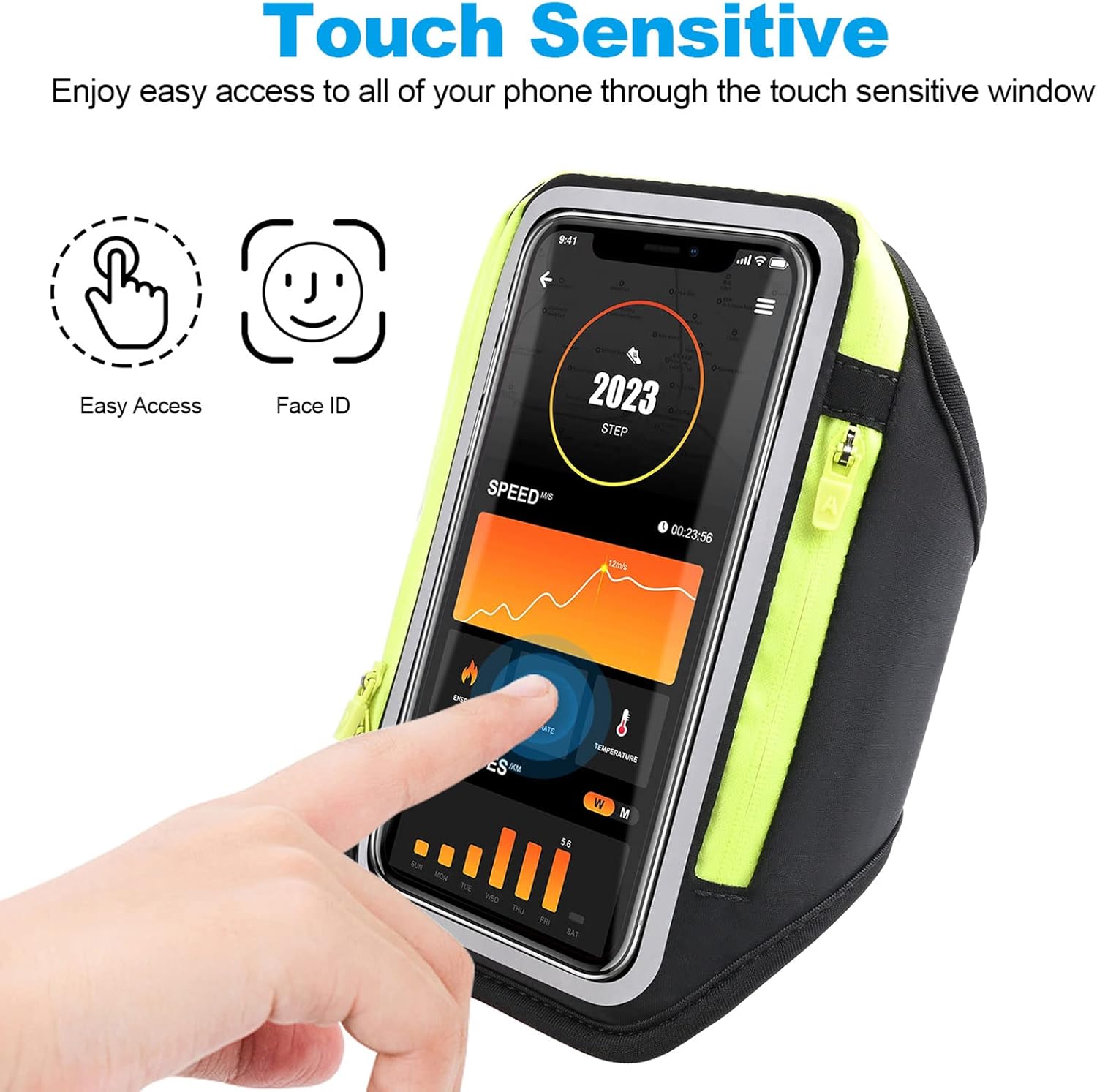 Banda de brazo de 6.8 pulgadas para teléfono para correr con bolsa para auriculares, funda para iPhone 14, 13, 12, 11 Pro Max, Galaxy S23 S22, ultra