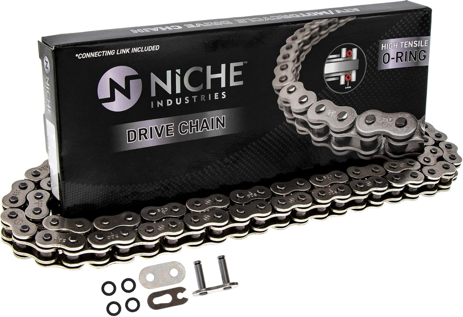 NICHE 520 Cadena de transmisión 118 eslabones O-Ring con conexión Master Link para motocicleta ATV Dirt Bike