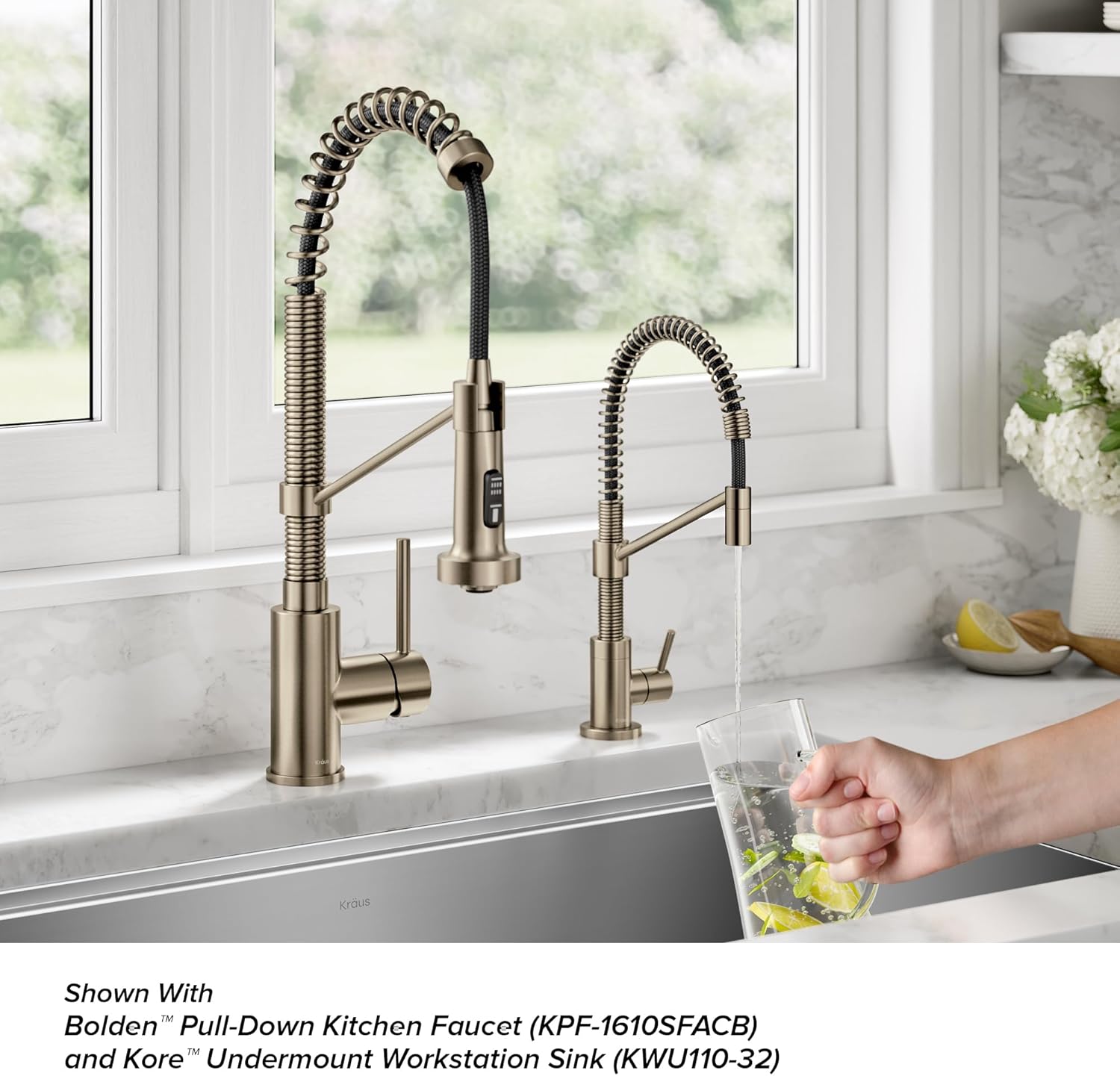 KRAUS Bolden Grifo de filtro de agua potable de una sola manija para ósmosis inversa o sistema de filtración de agua en bronce champán antiguo sin