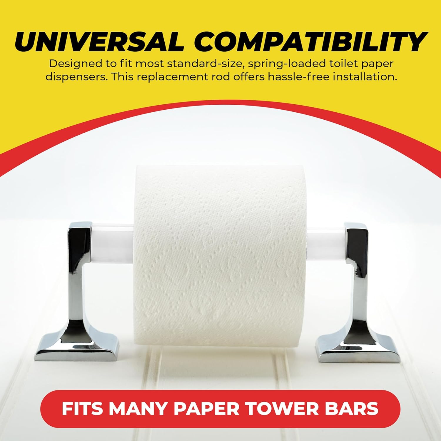 Qualihome La primavera plástica universal blanca cargó la barra del reemplazo del tenedor del rollo del papel higiénico, barra blanca del reemplazo